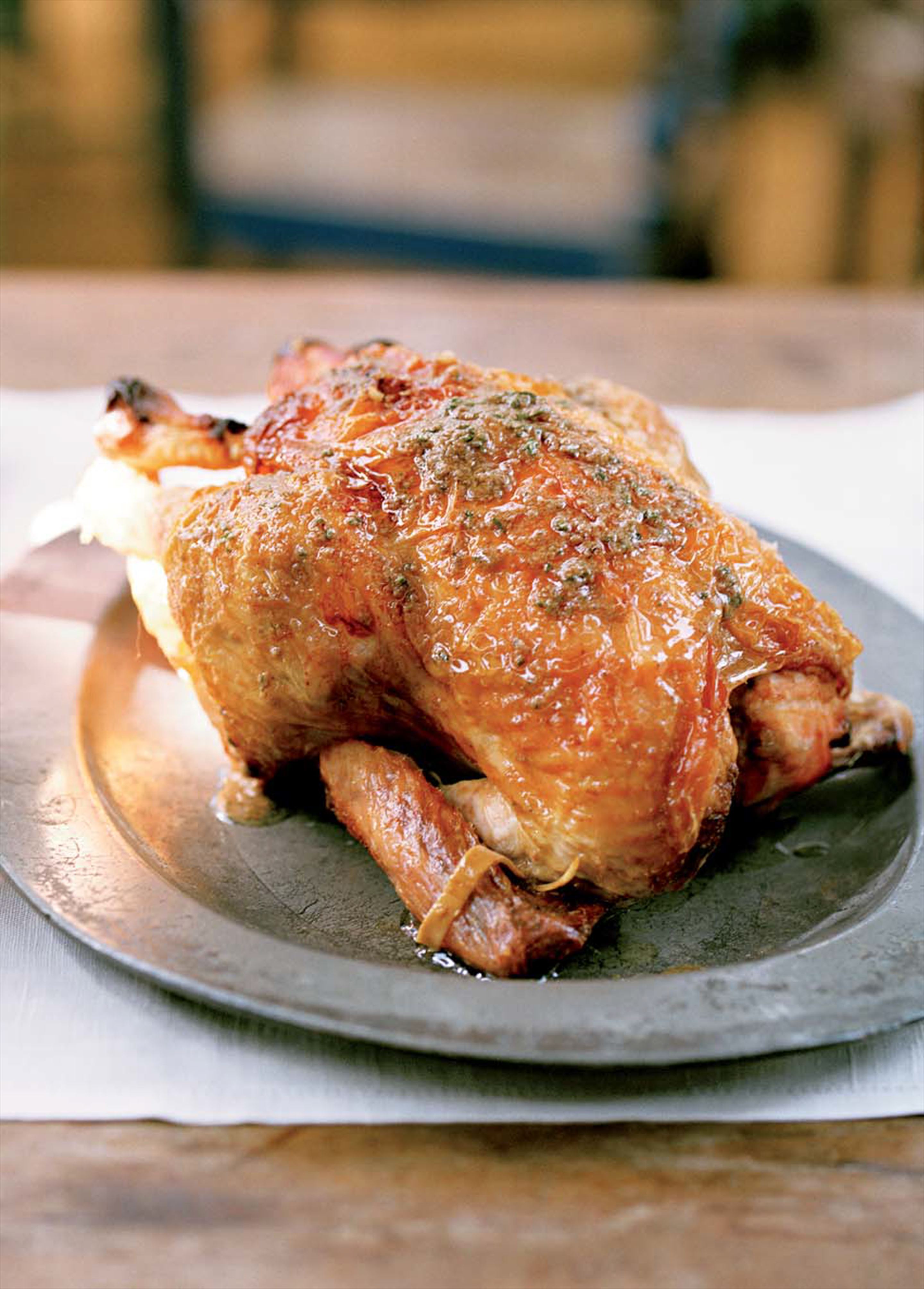 Roast chicken with anchovy butter