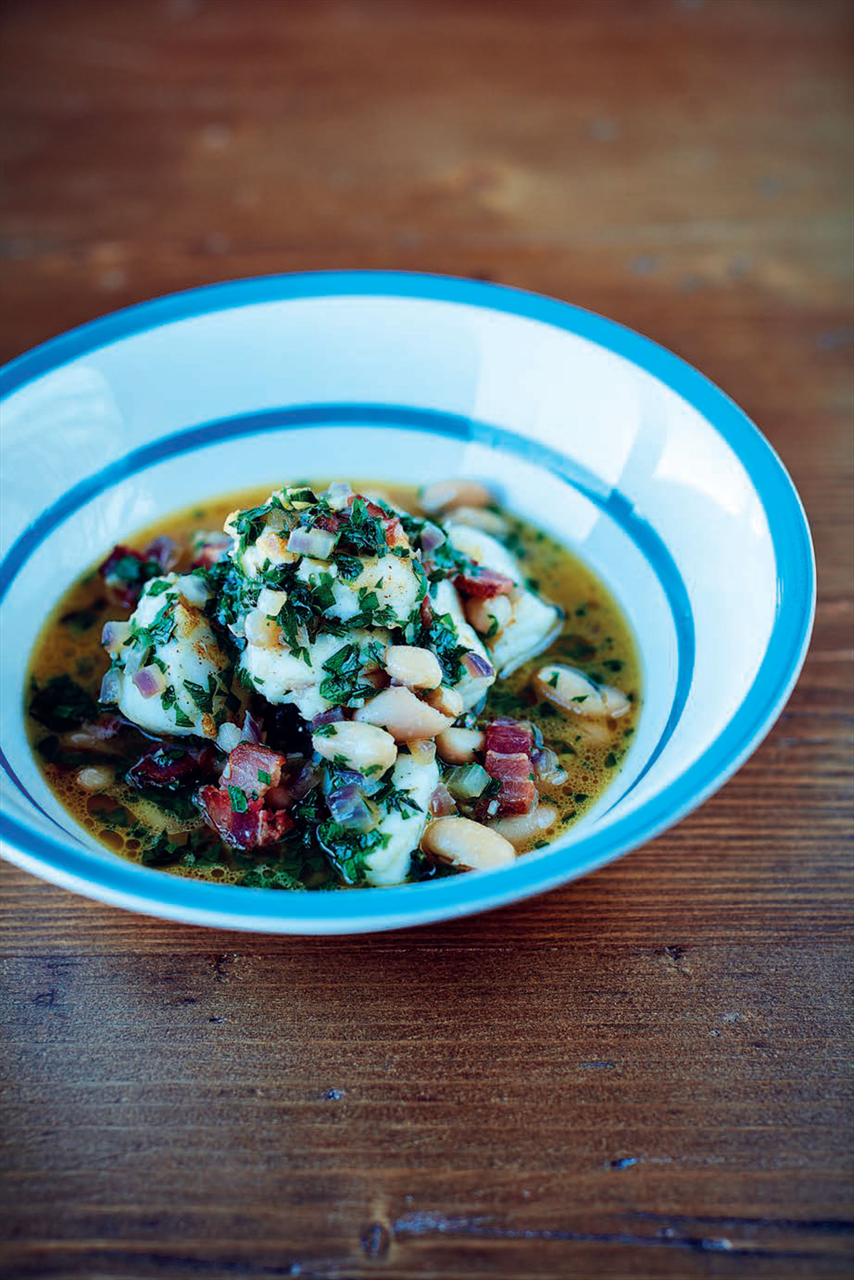 Monkfish, bean and bacon stew