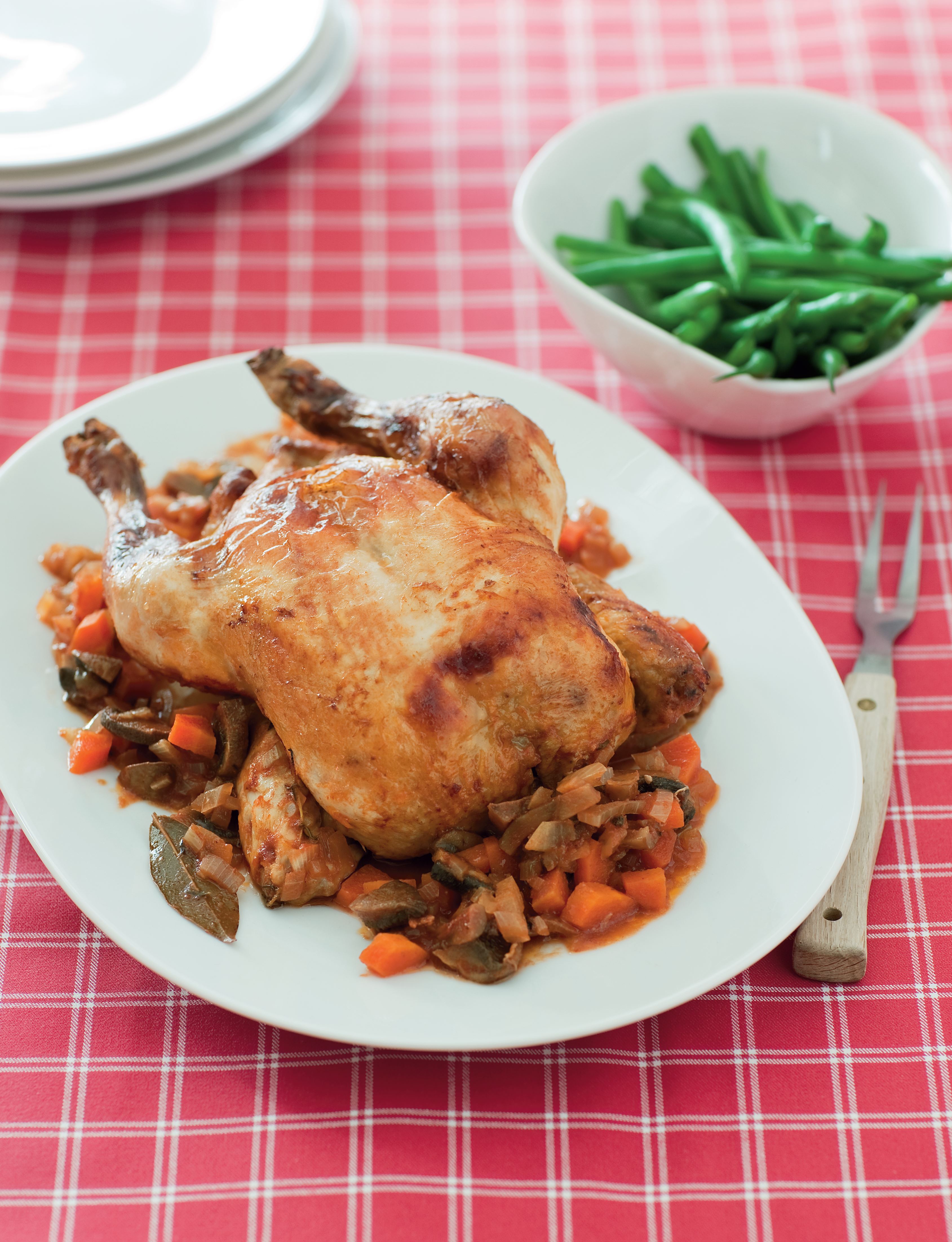 Pot-roasted chicken with Italian flavours