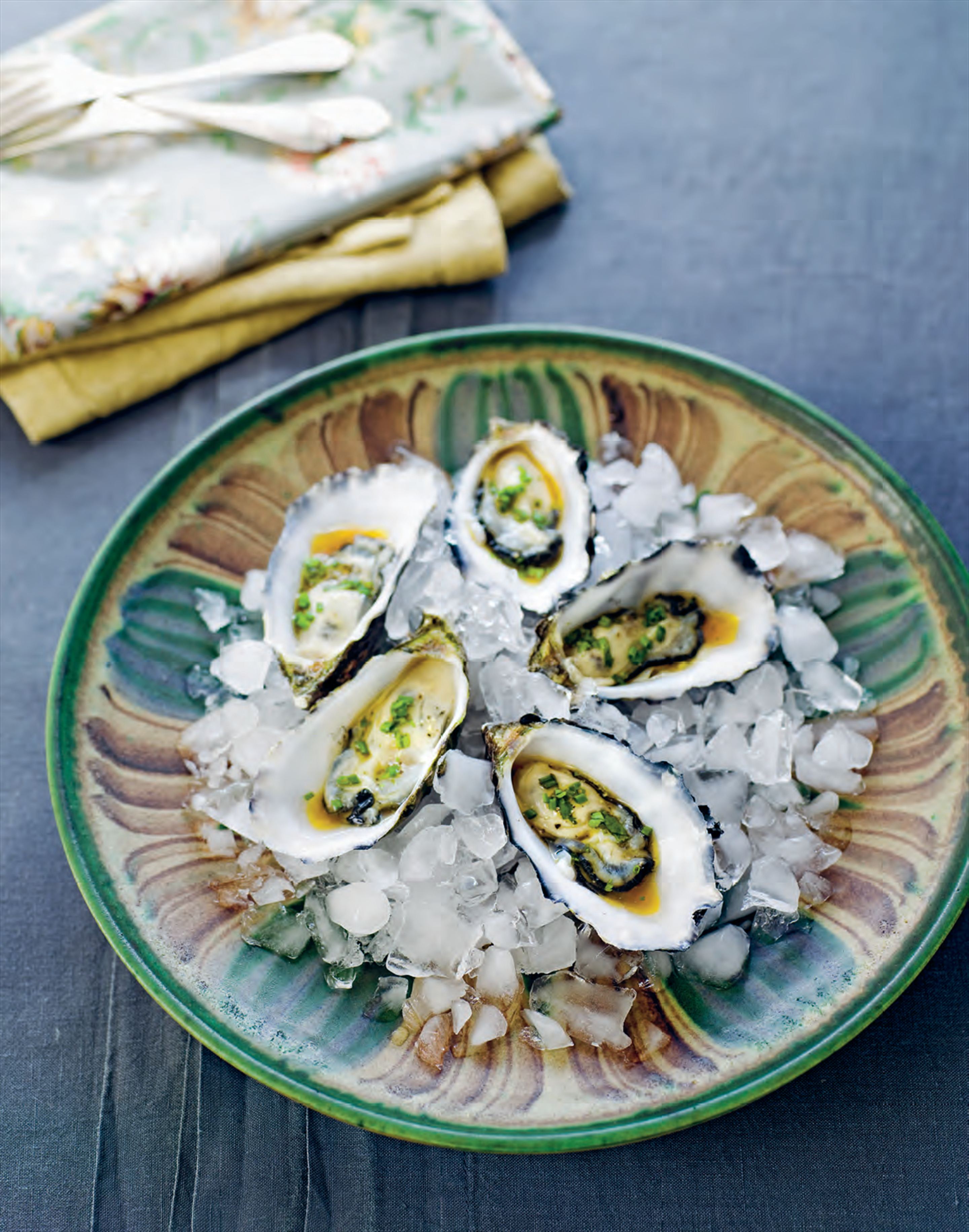 Oysters with coriander dressing