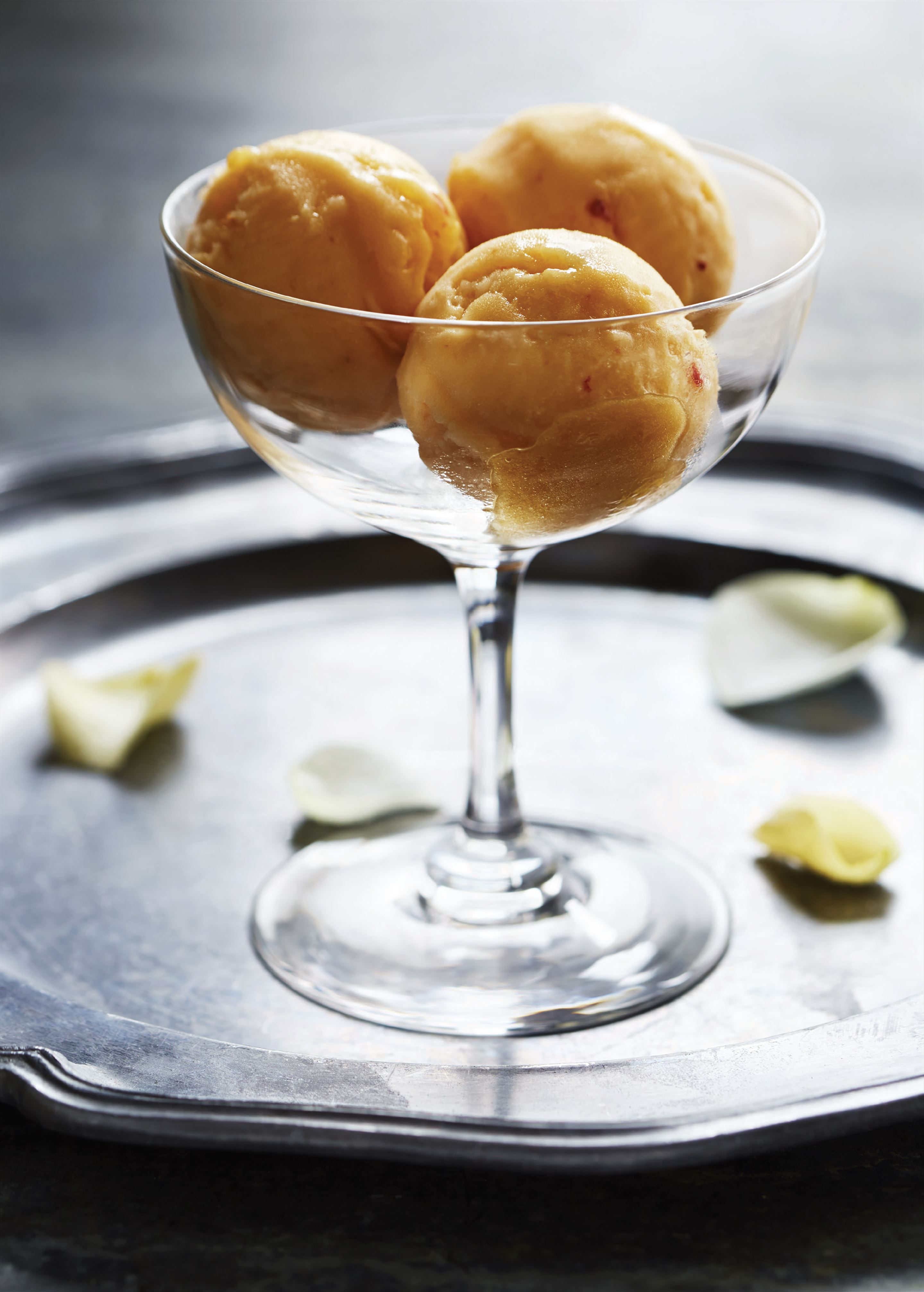 Peach and rosewater sorbet