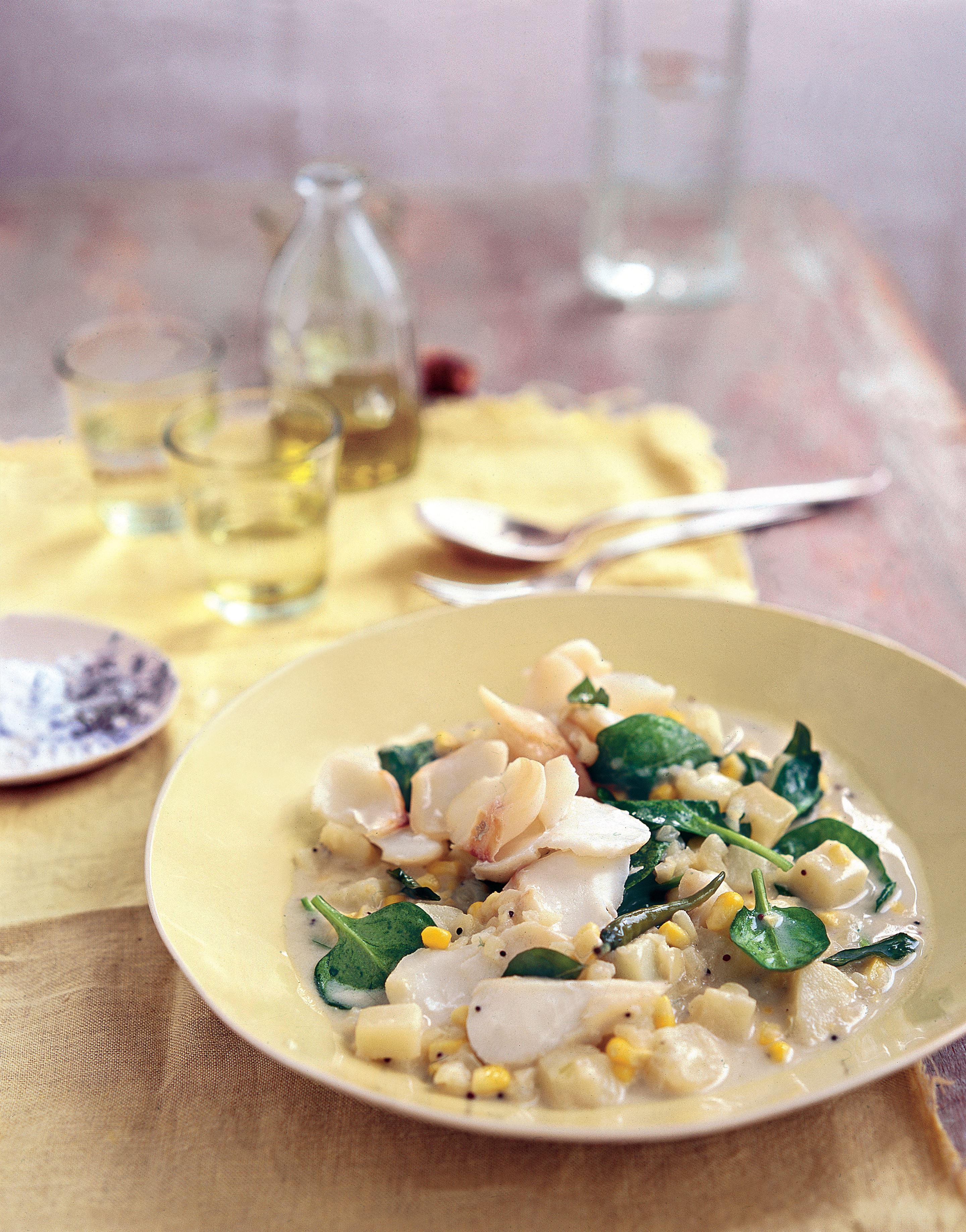 South Indian haddock and corn chowder