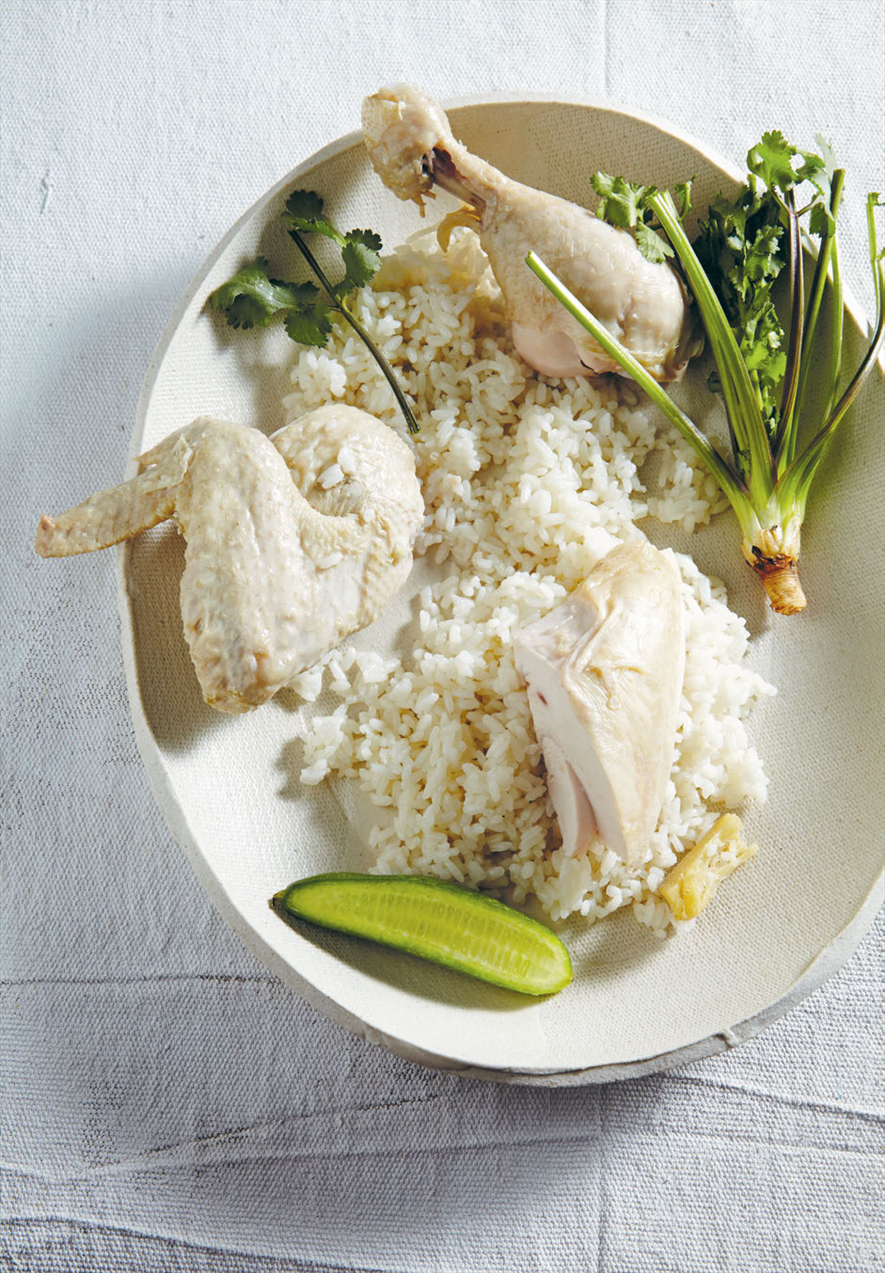 Poached chicken with rice