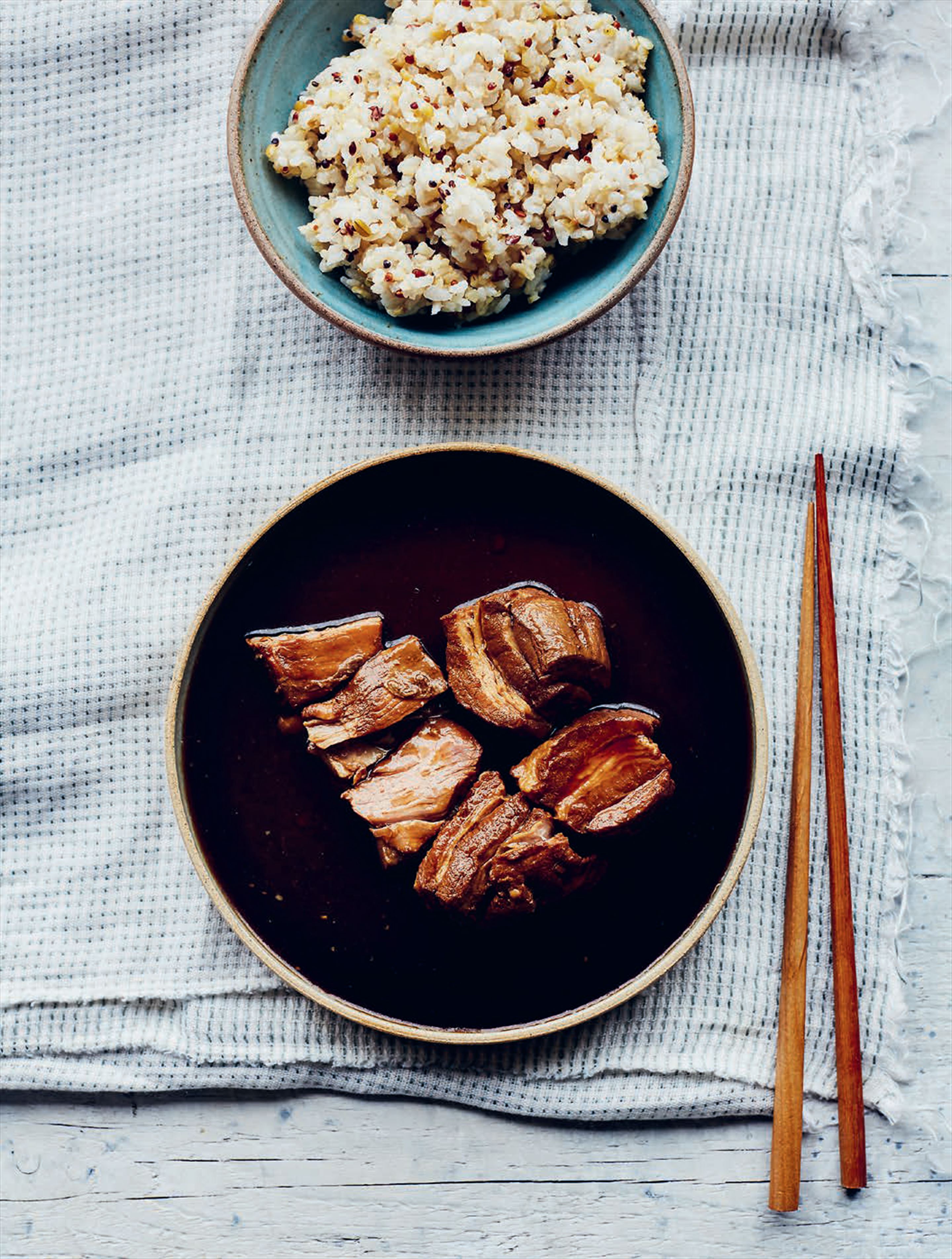 Sweet soy and stout-braised pork belly