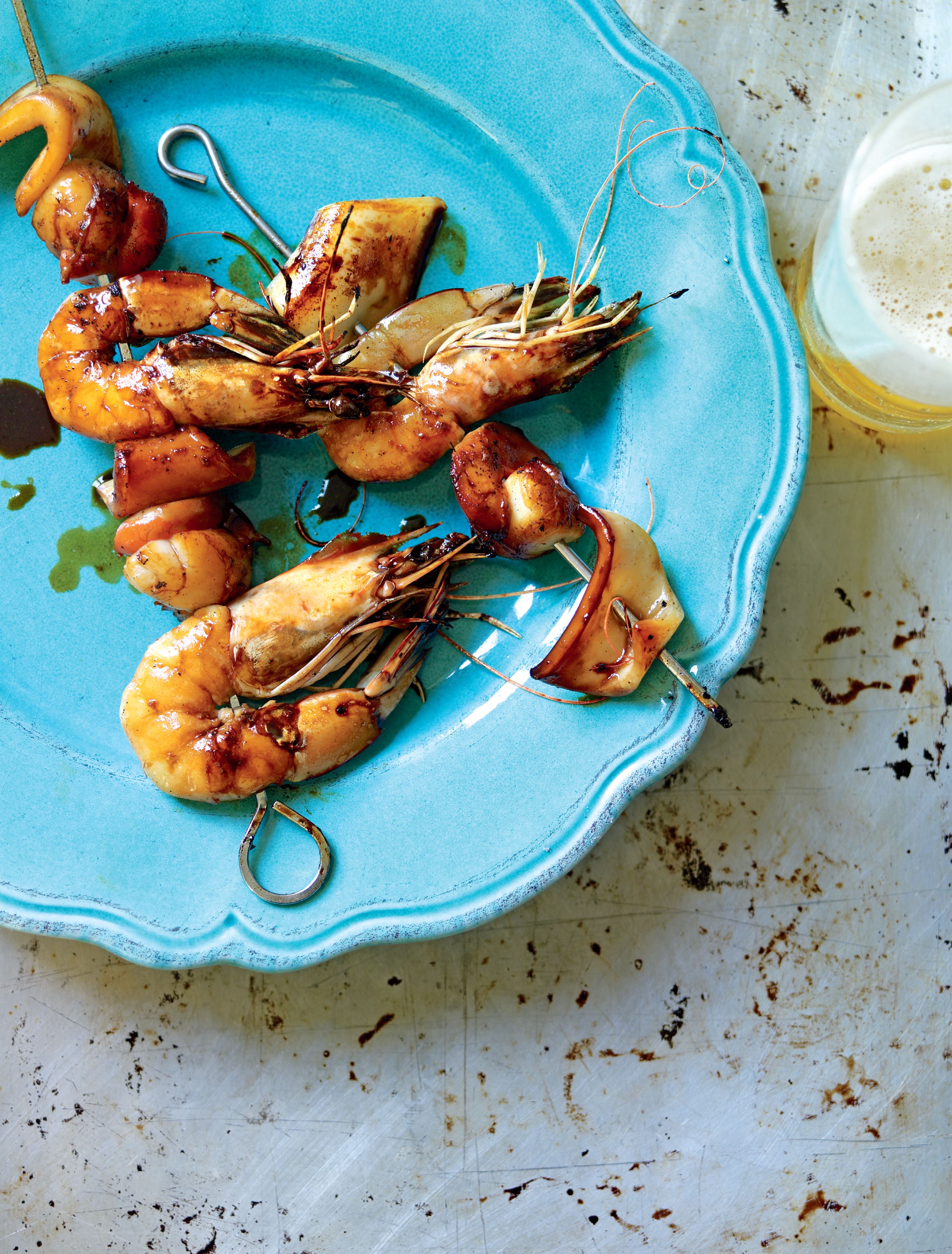 Barbecued sweet-glazed seafood