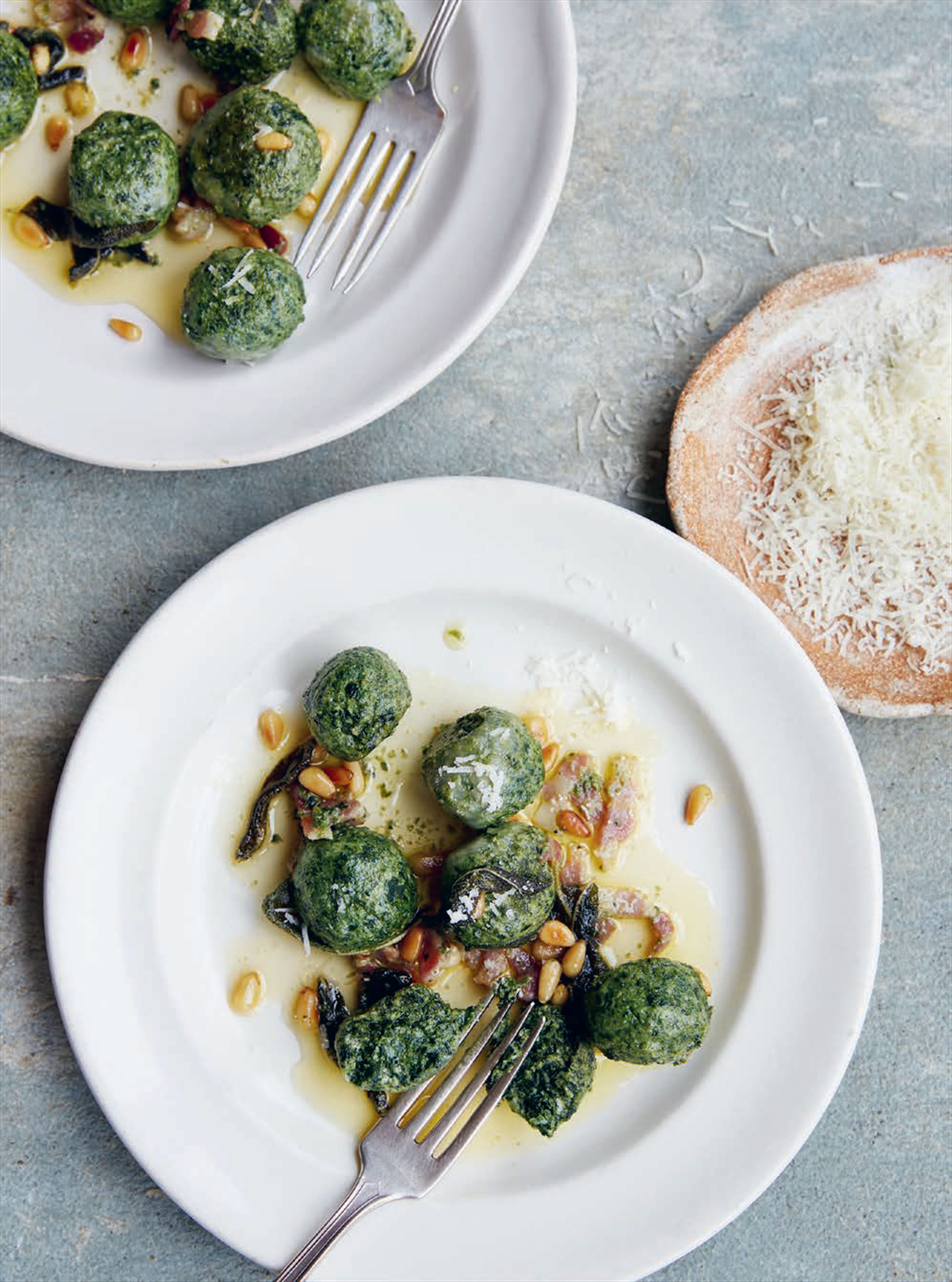 Kale & ricotta gnocchi in sage & bacon butter