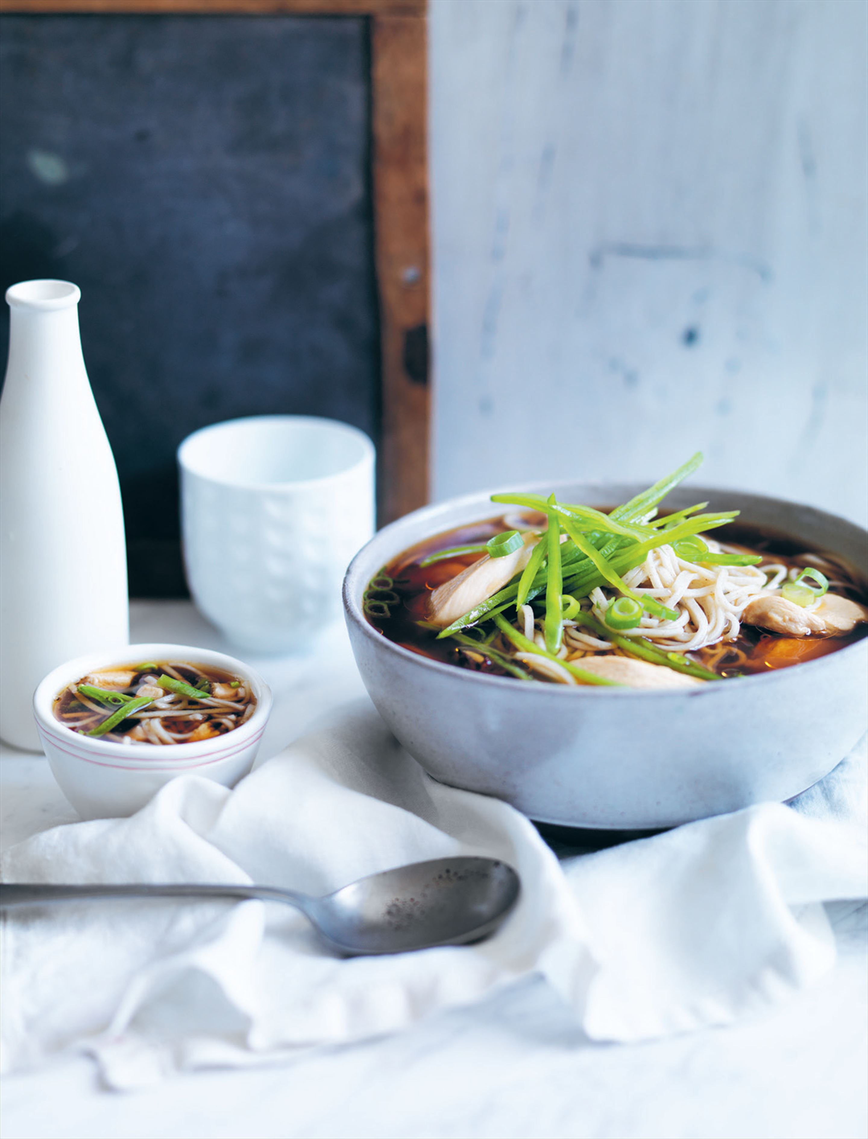 Chicken and soba noodle soup