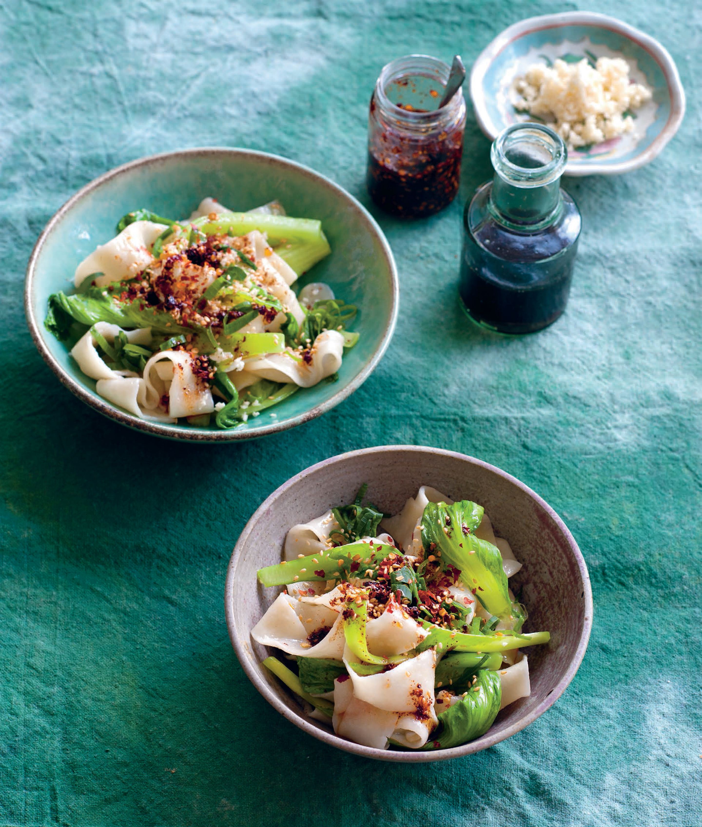 Hand-cut noodles with mustard greens, vinegar and chilli