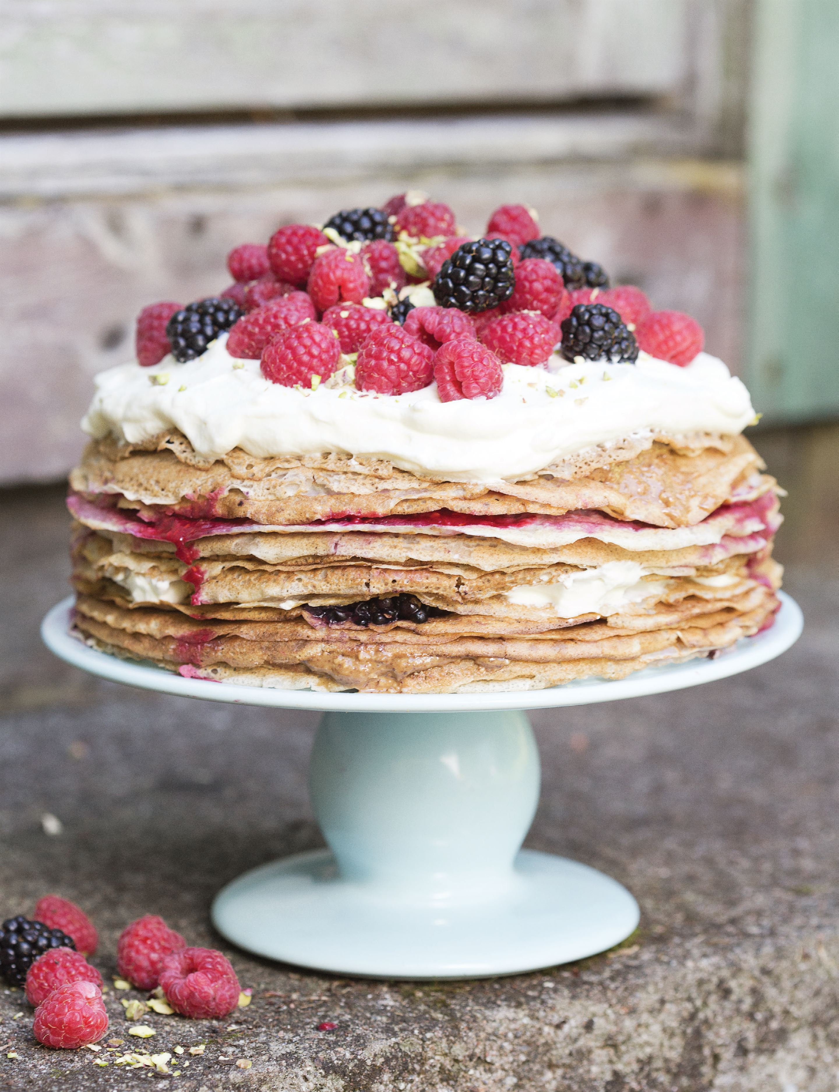 Summer berry pancake cake