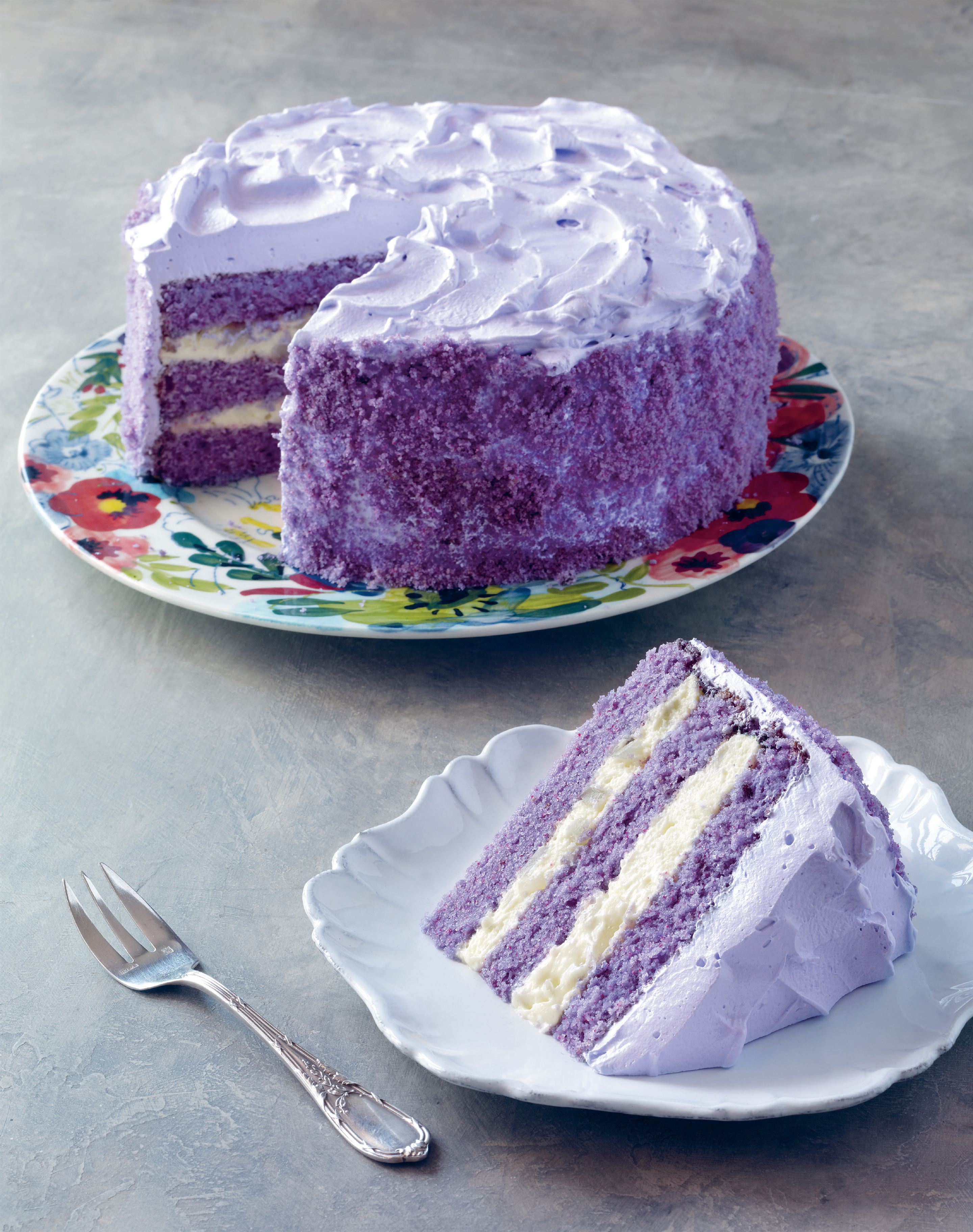 Purple yam and sweet coconut cake