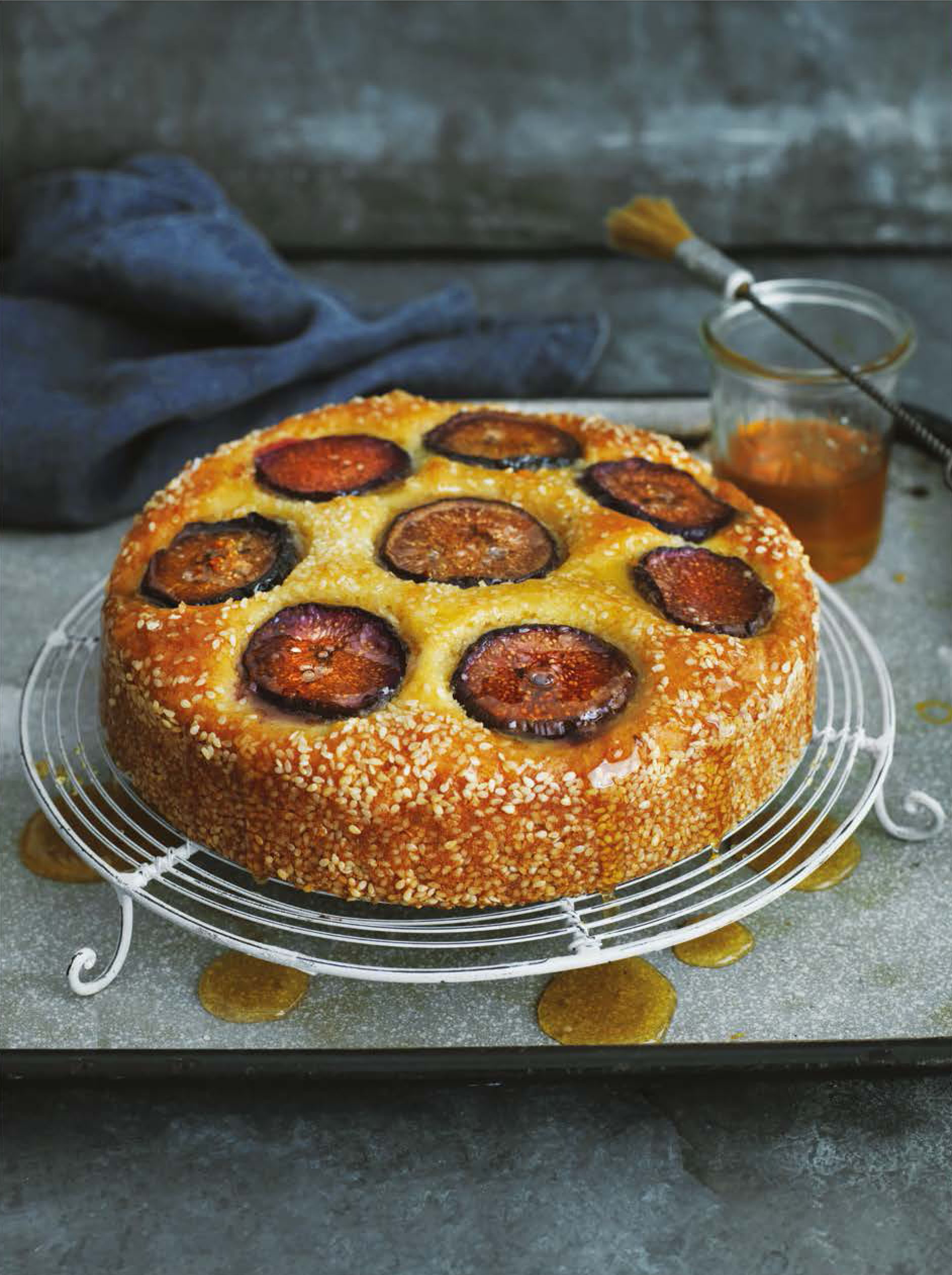 Fig and sesame honey drizzle cake