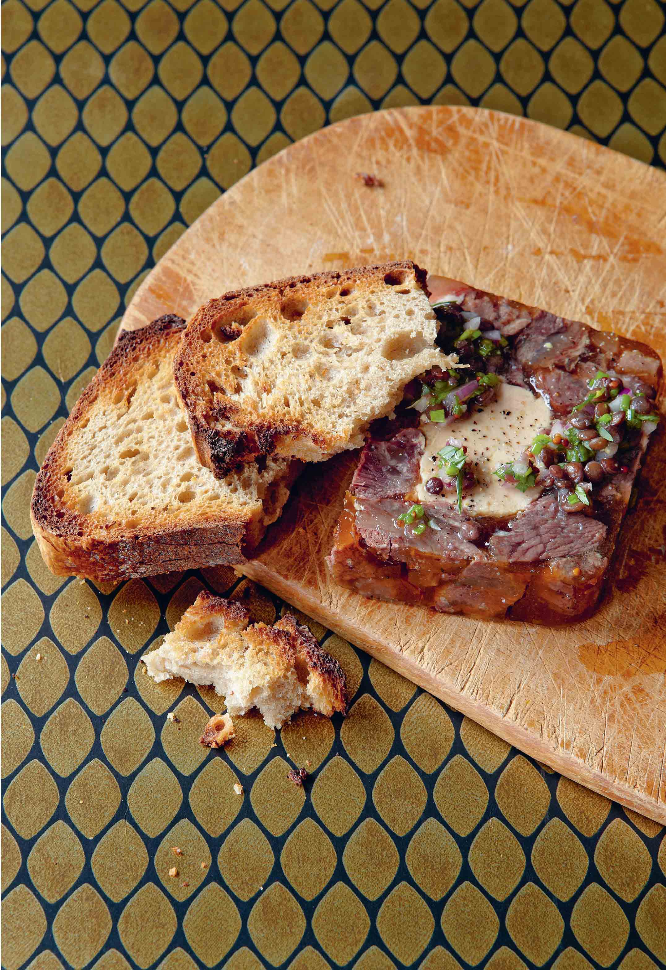 Beef cheek terrine with foie gras
