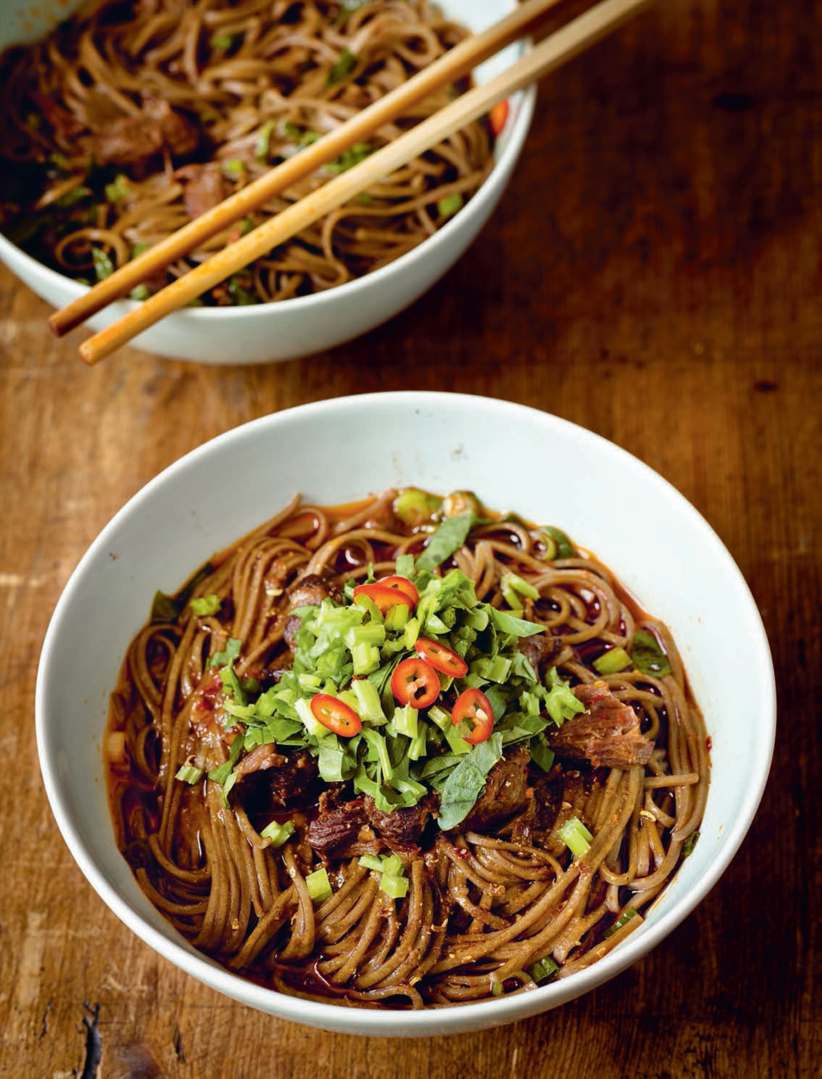 Buckwheat noodles with red-braised beef
