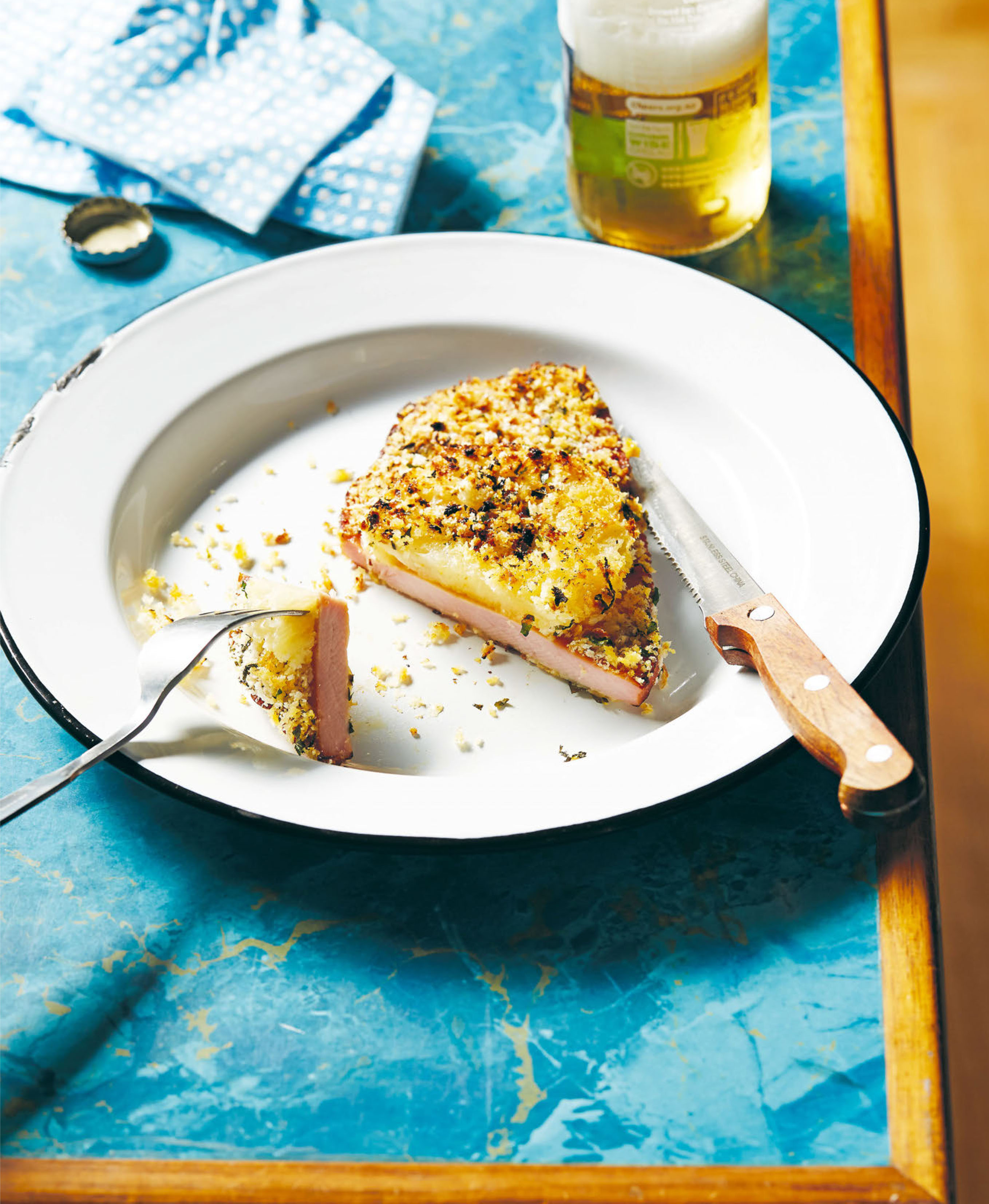 Gammon steaks with pineapple and mustard crust