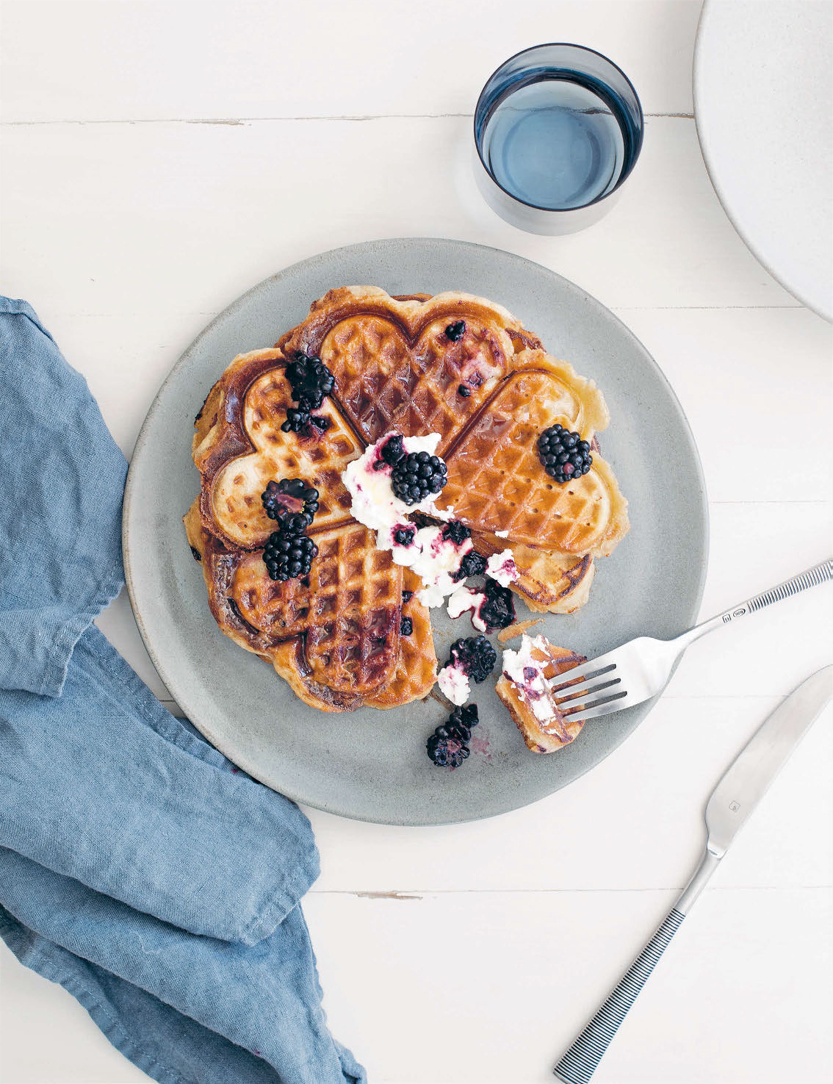 French toast waffles with berry compote