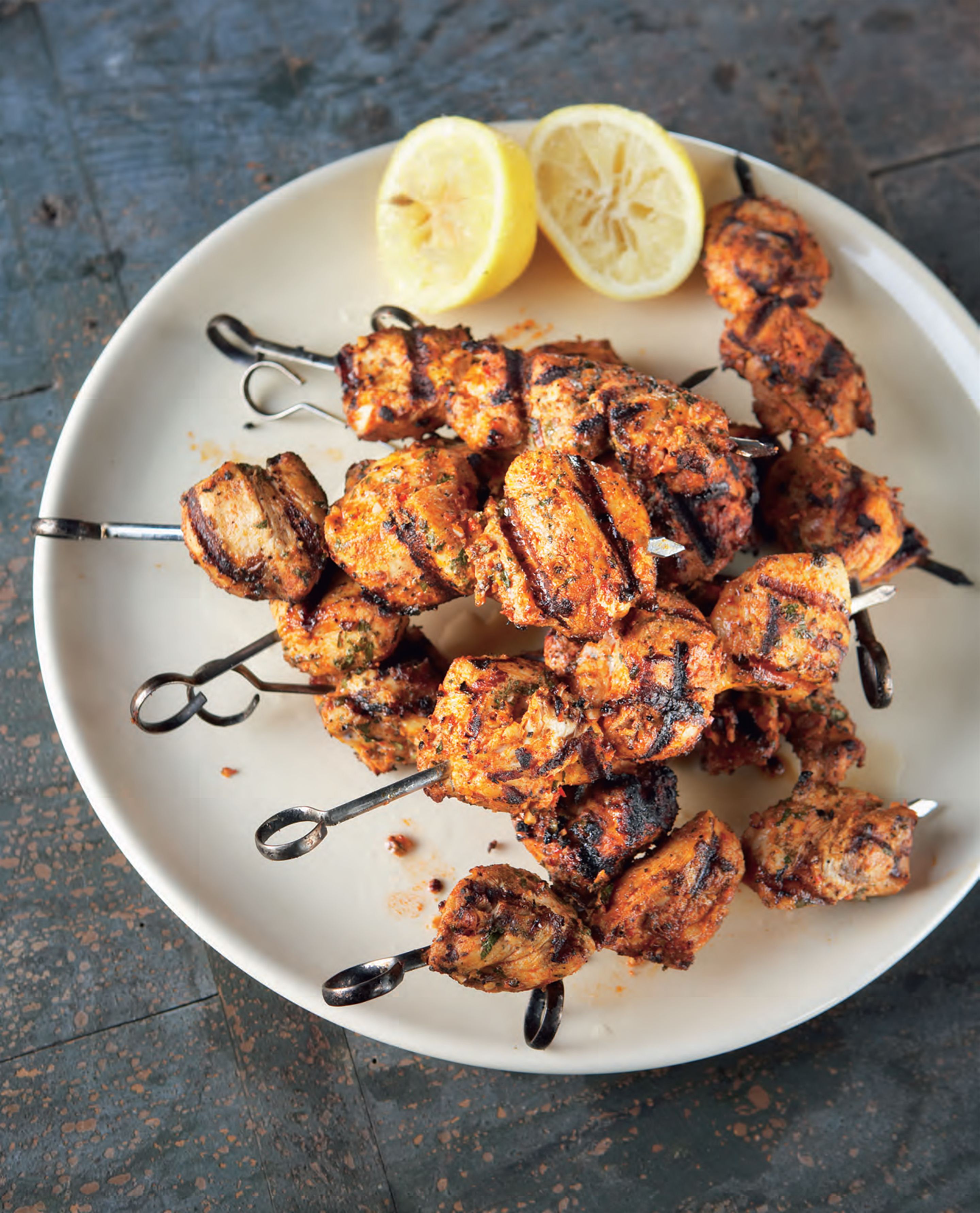 Portuguese-style barbecued chicken skewers