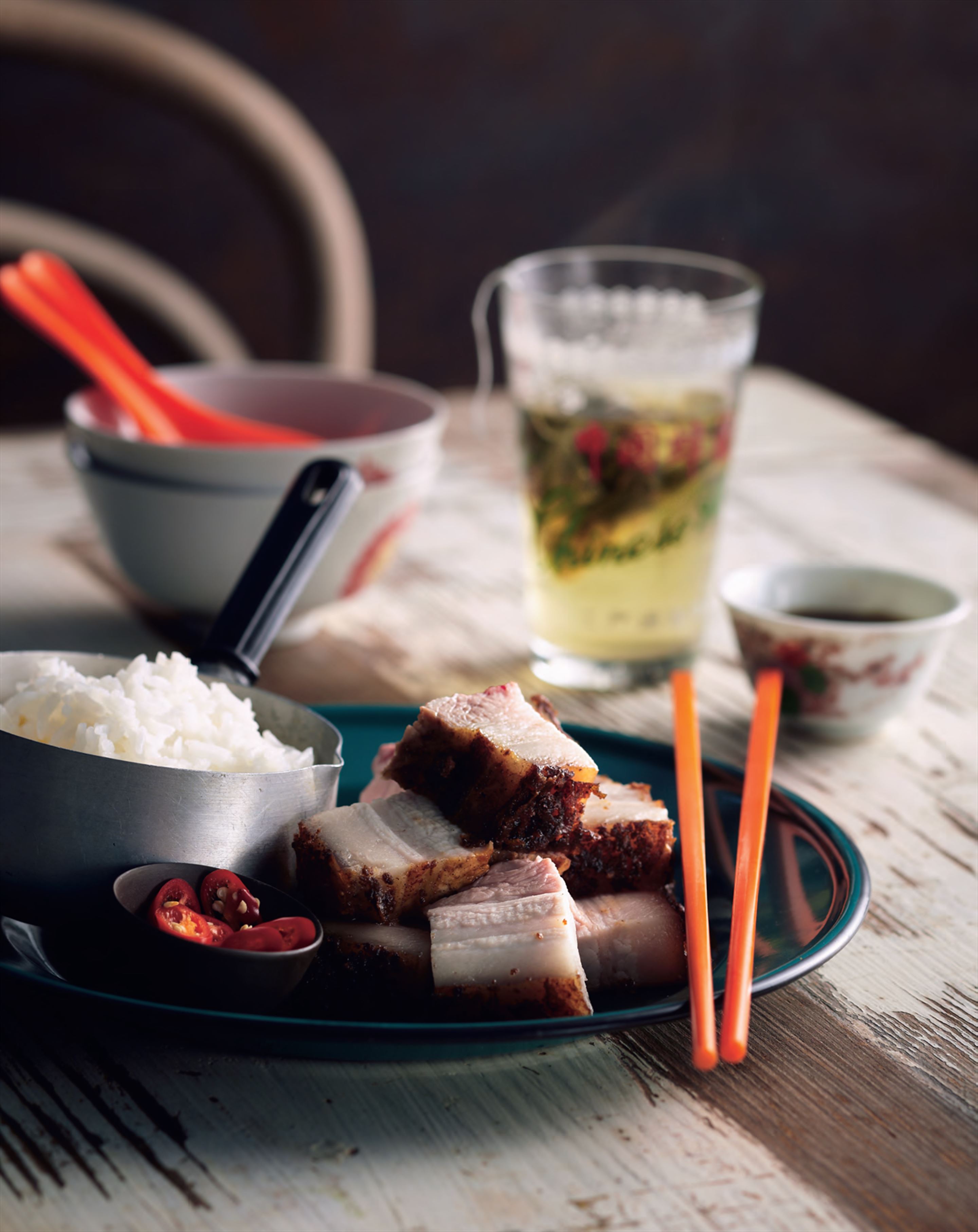 Roasted pork belly marinated with five-spice and preserved bean curd
