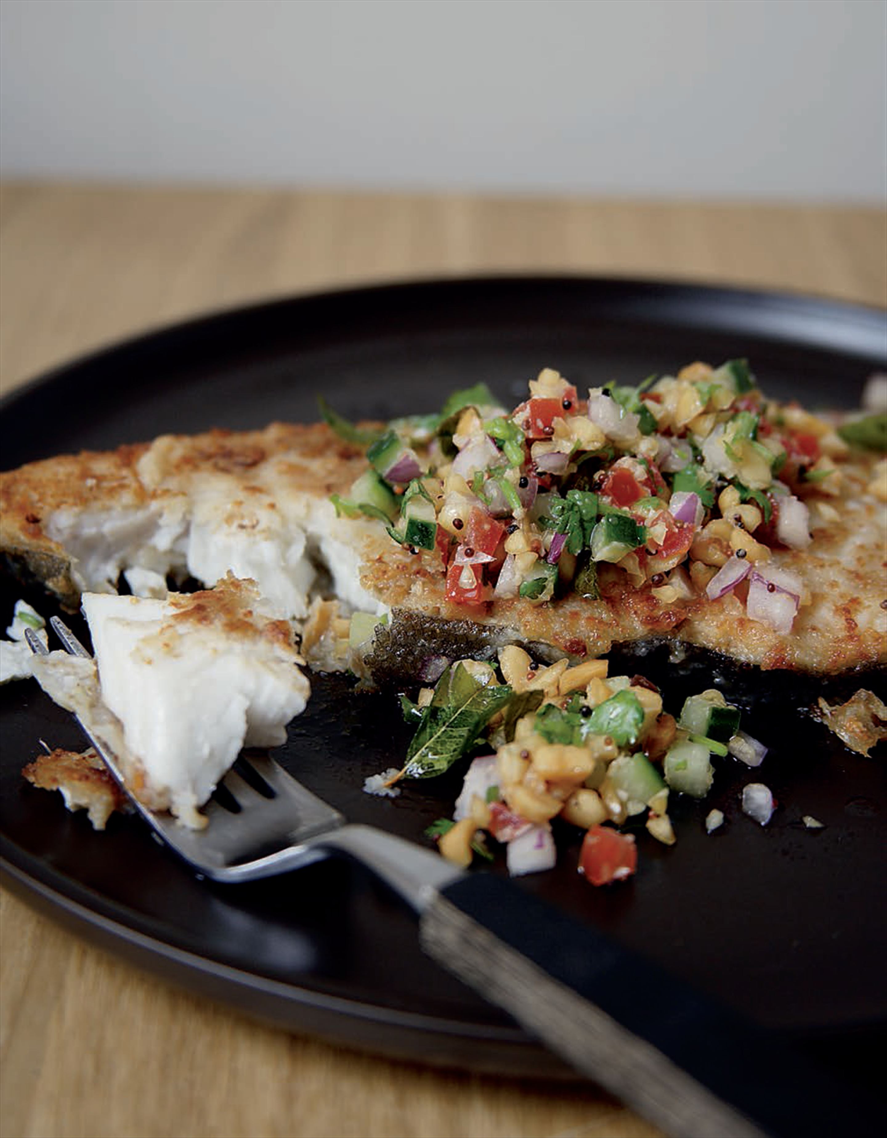 Coconut and chilli pan-fried halibut