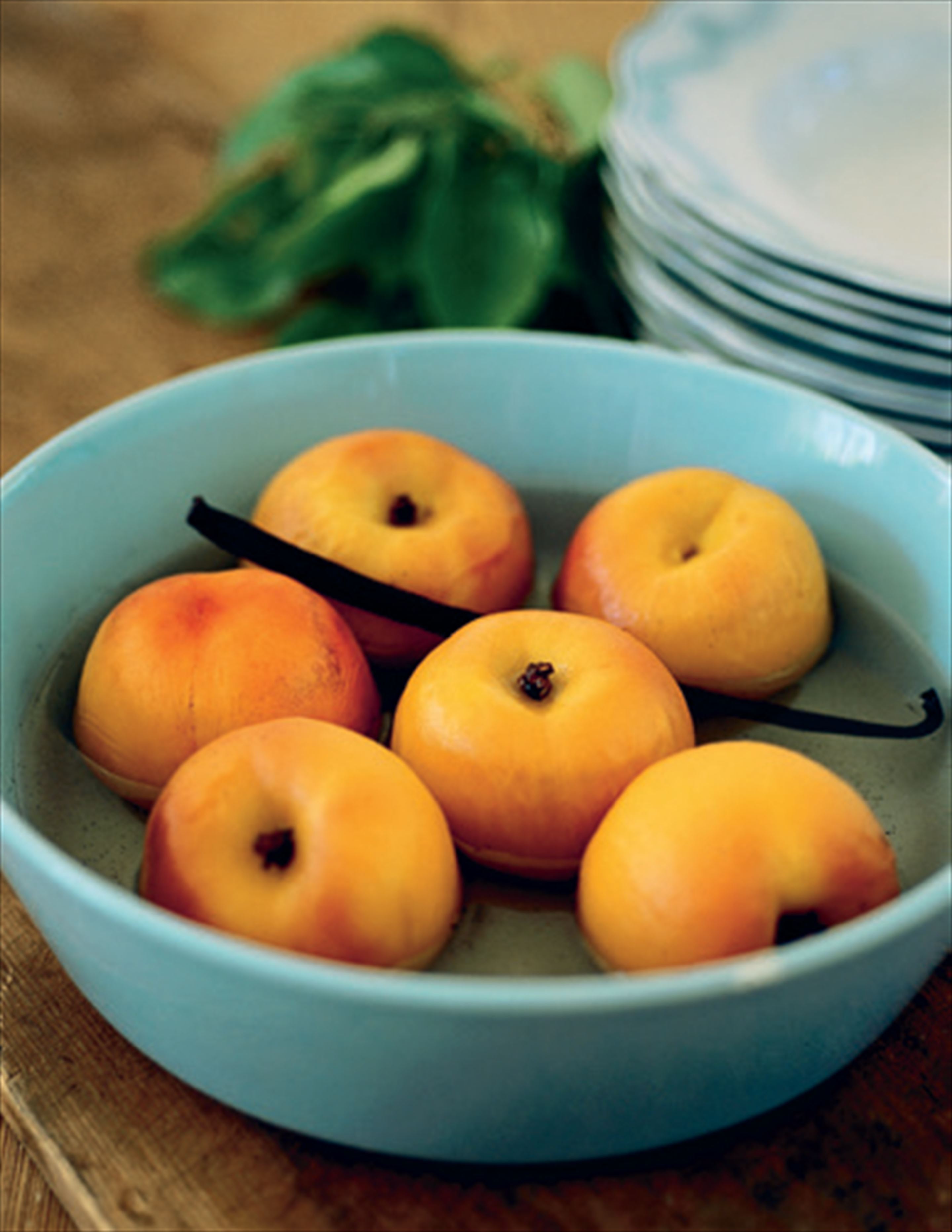 Vanilla-poached peaches or plums