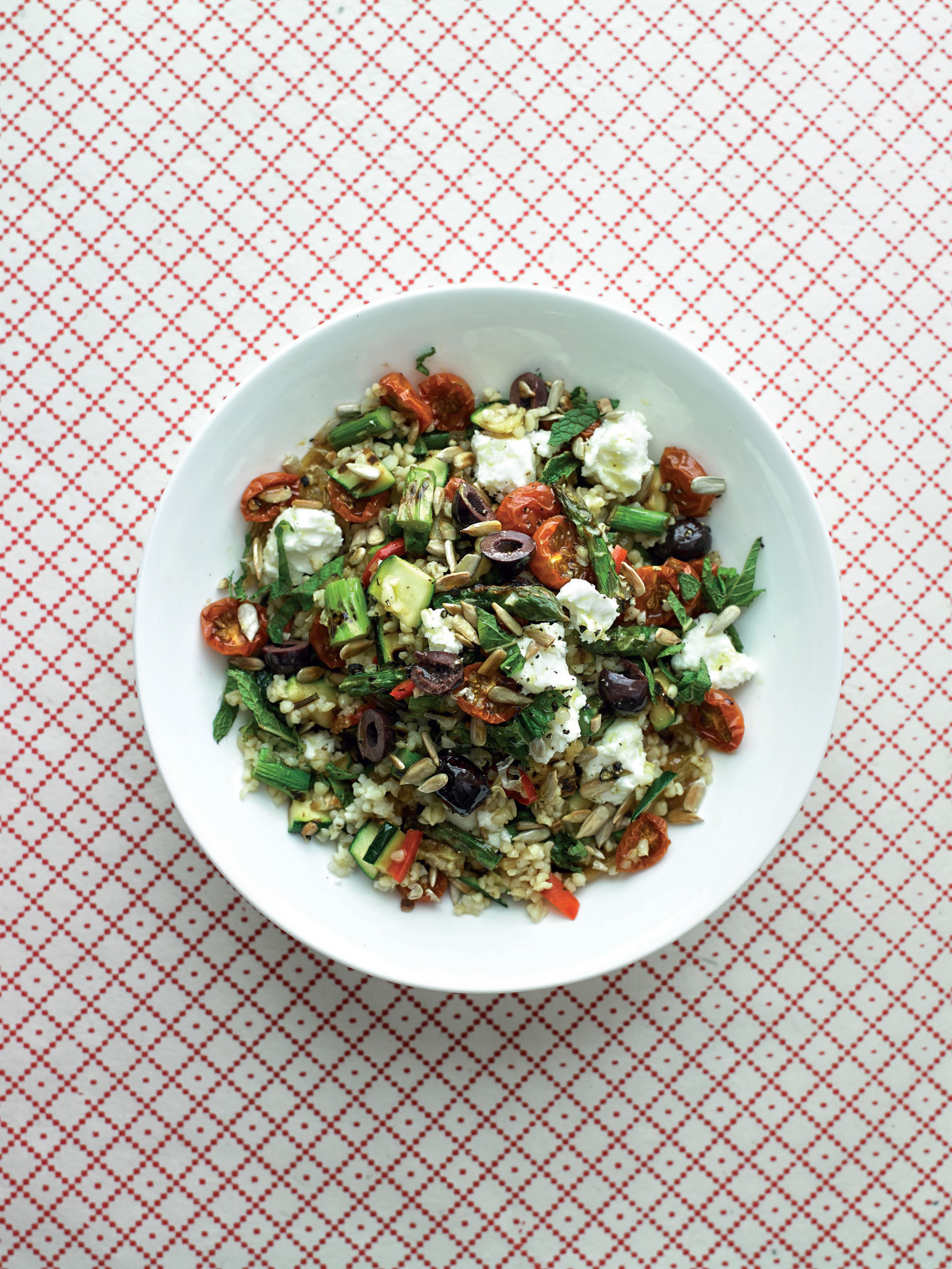 Bulgar and chargrilled vegetable salad with onion jam