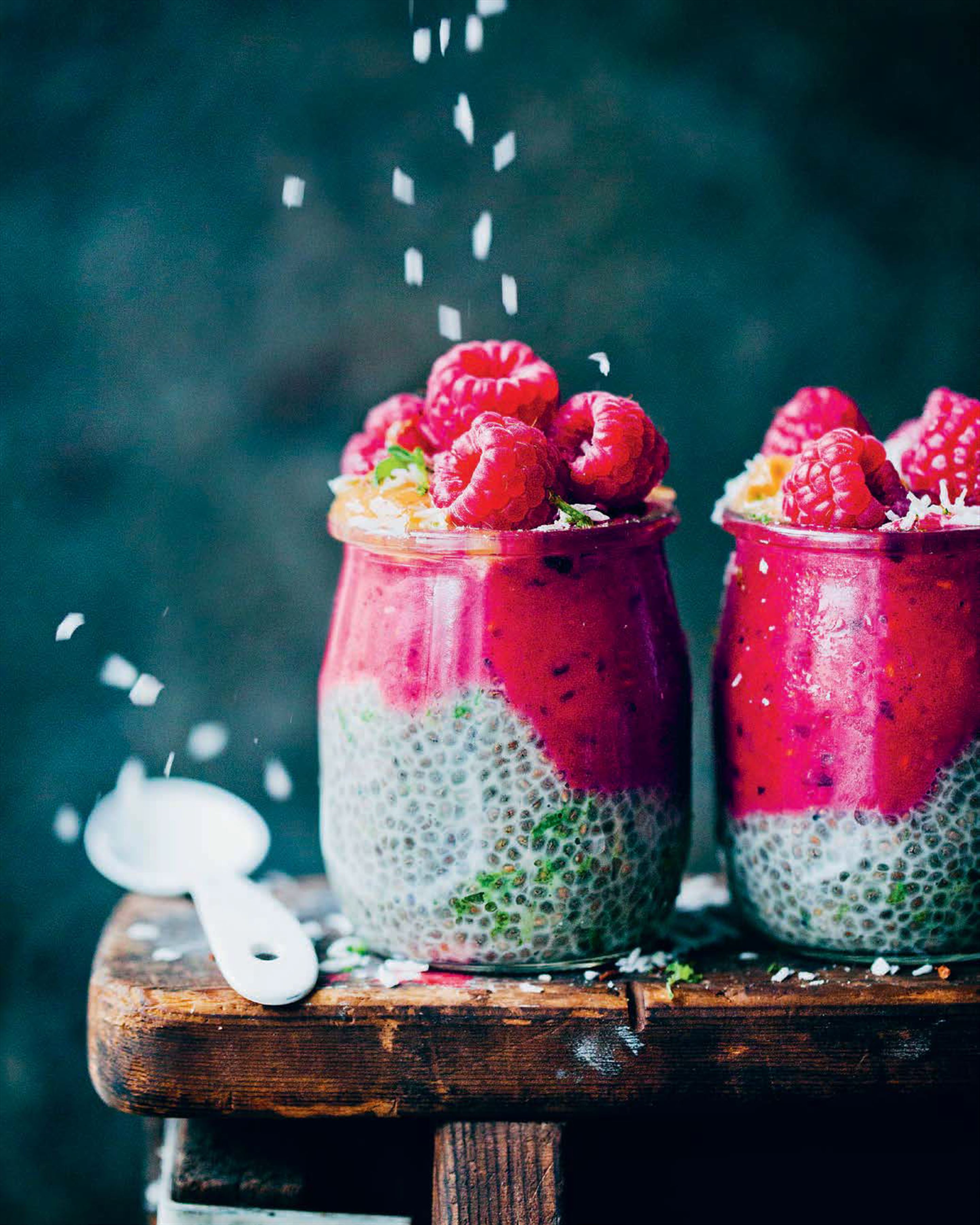 Raspberry mousse and chia parfait