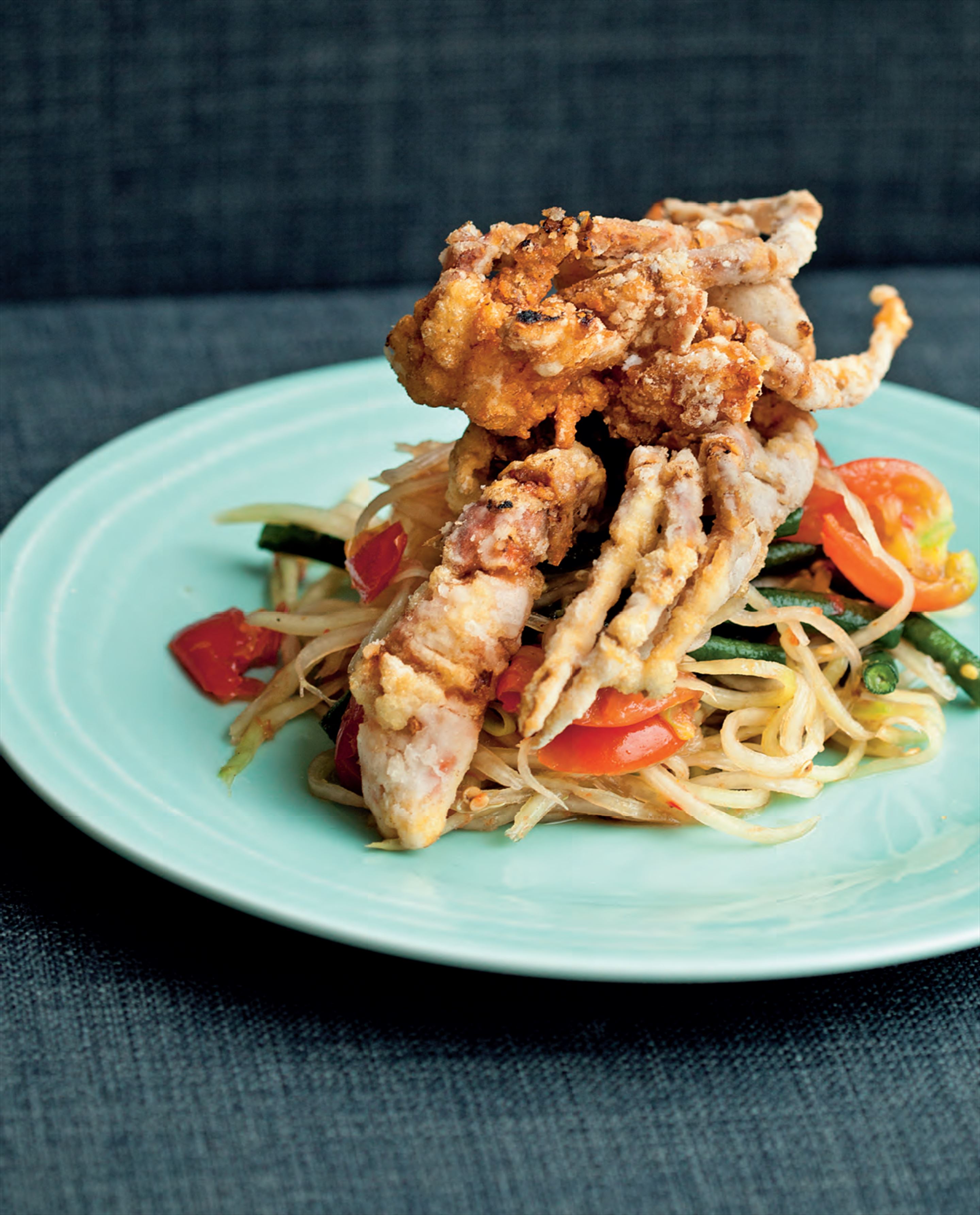 Deep-fried soft shell crab with som tum