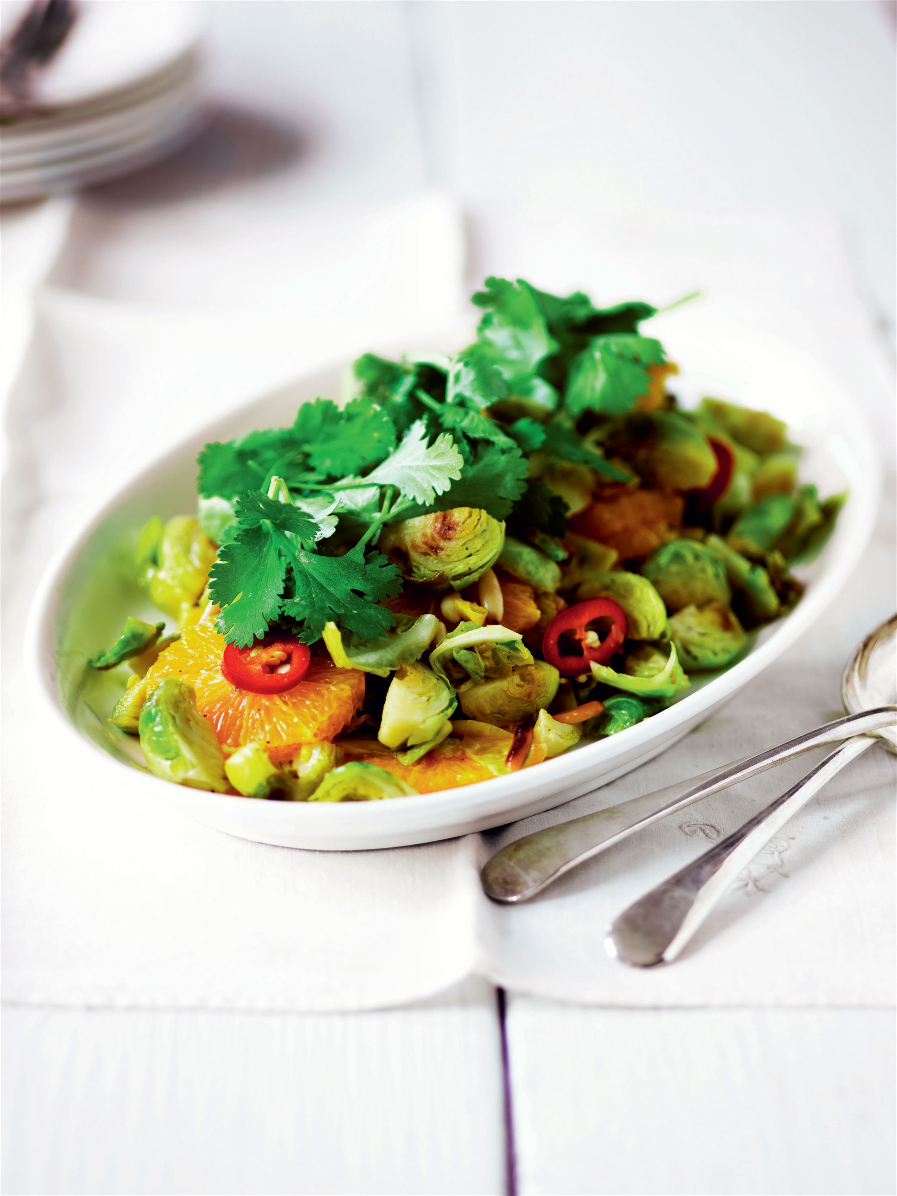 Brussels sprouts, chilli and oranges