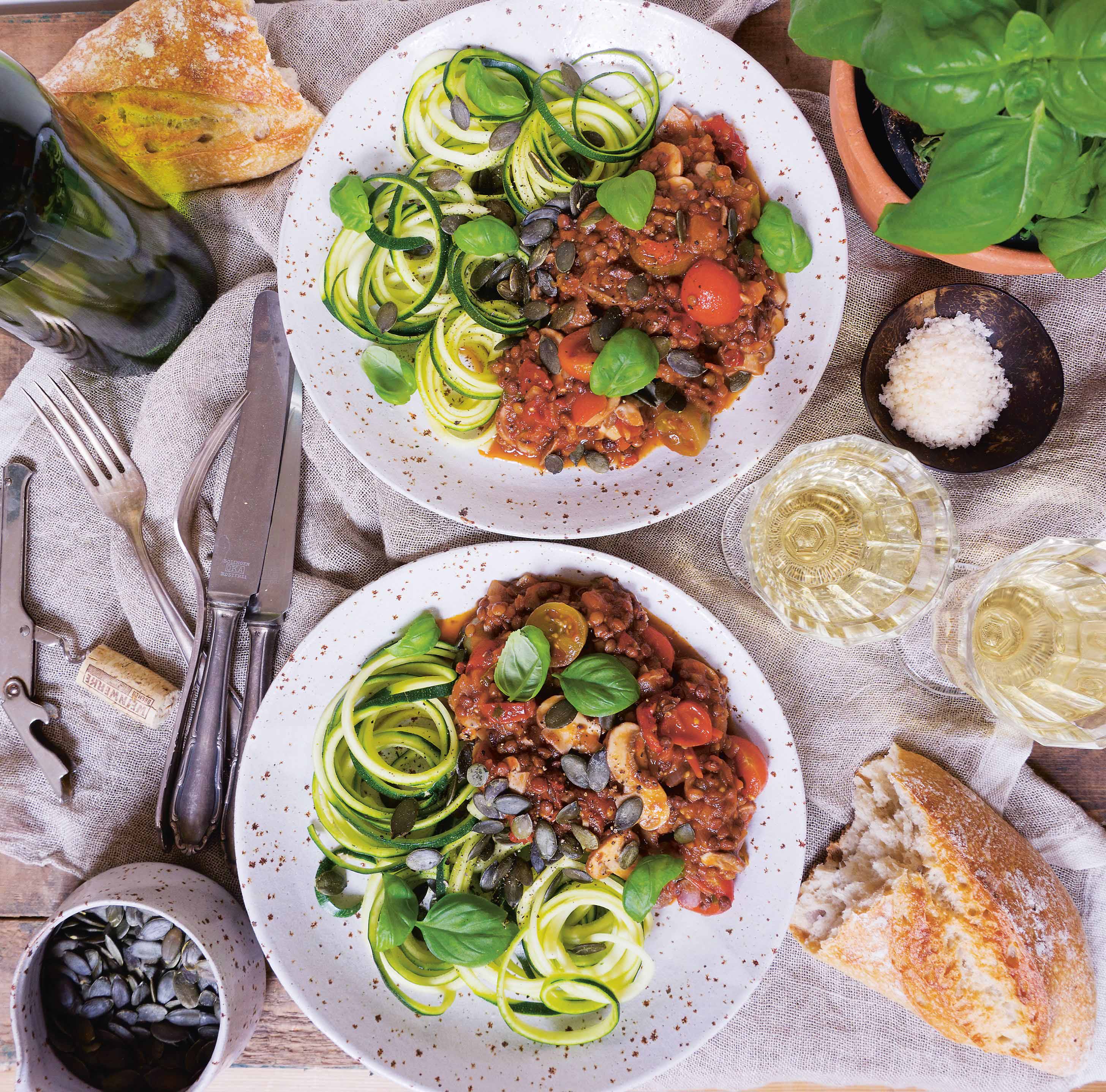 Spag bol with courgette zoodles