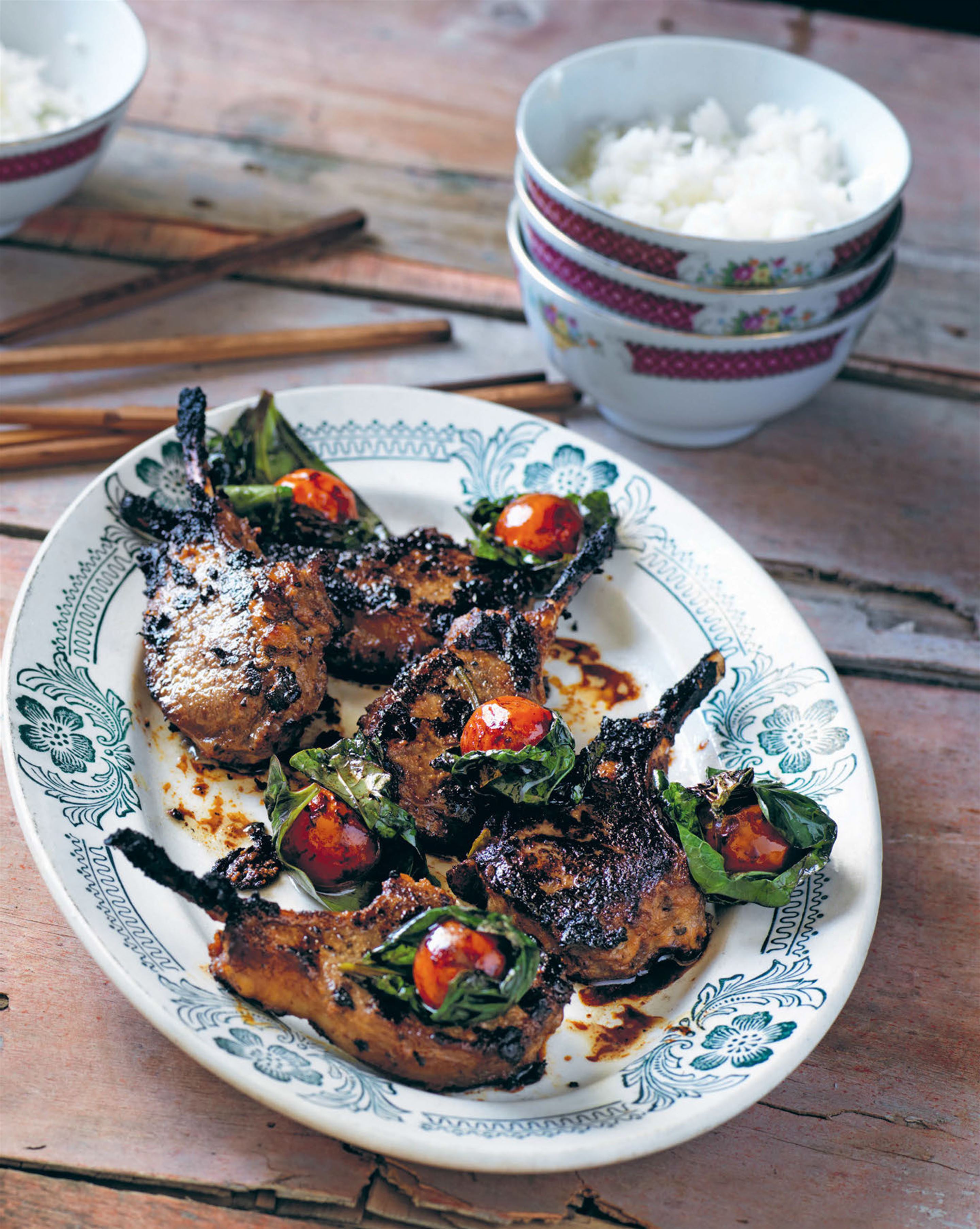 Lamb cutlets cooked in Vietnamese miso