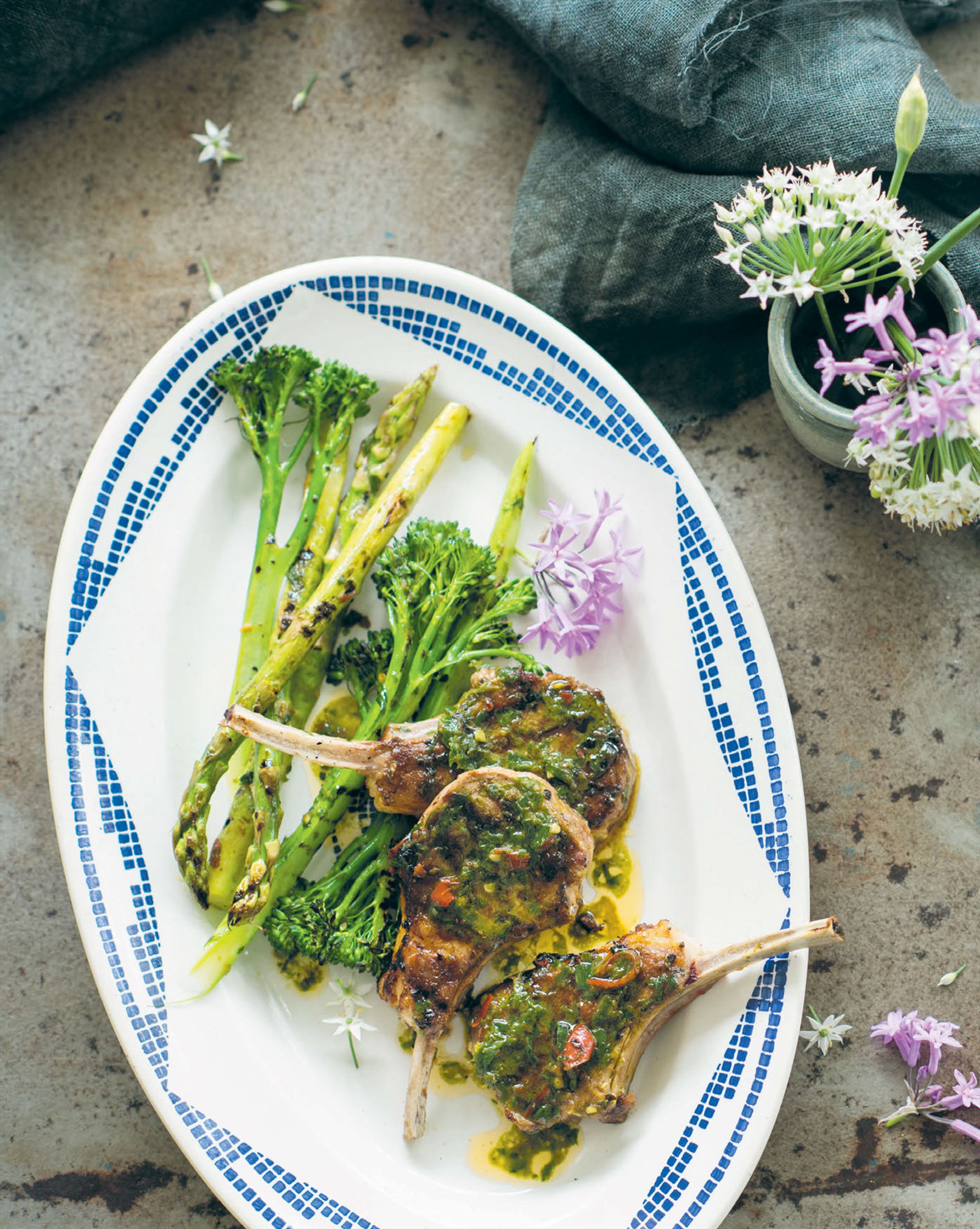 Chargrilled lamb cutlets with anchovy & mint paste