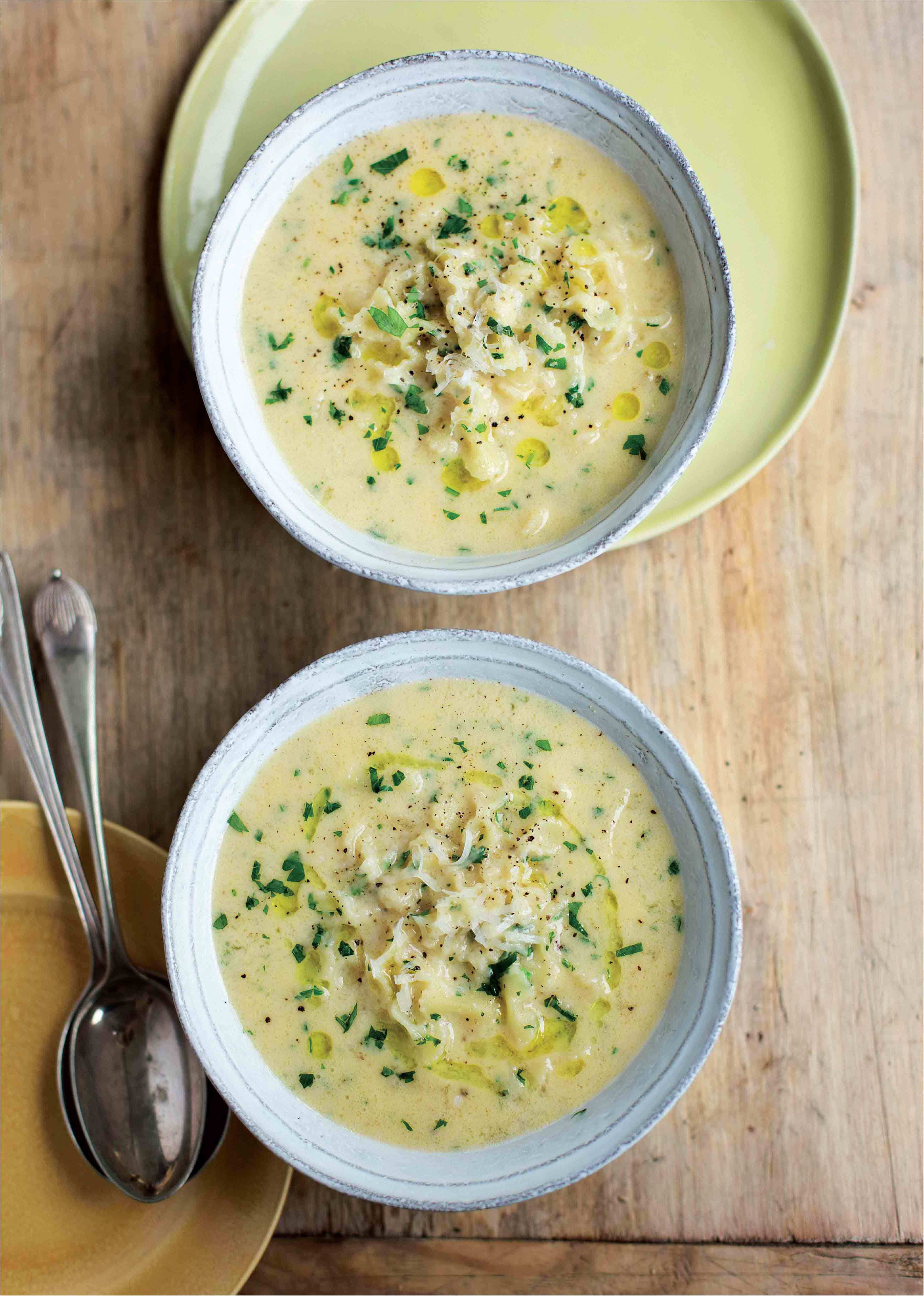 Egg soup with small butterflies
