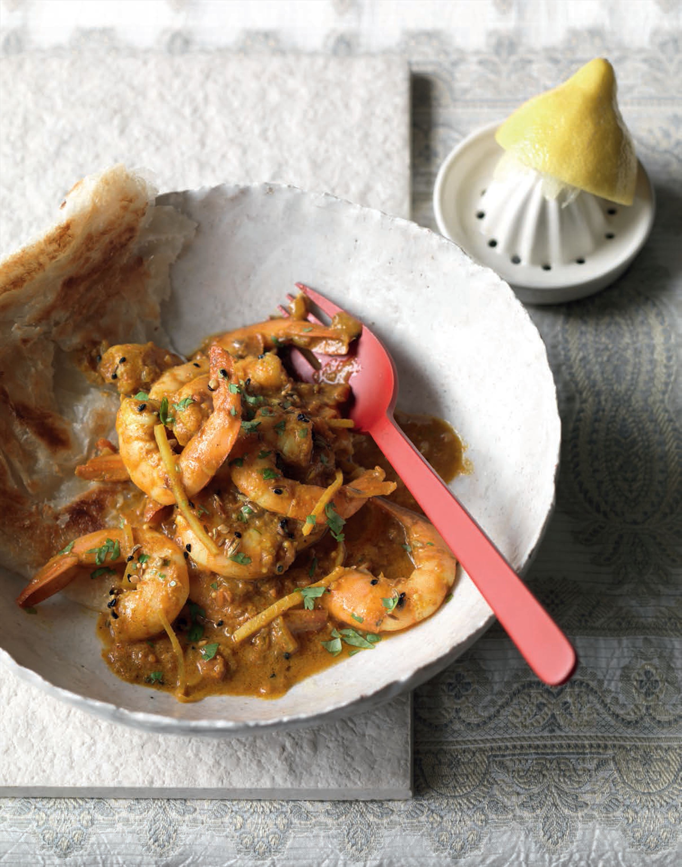 North Indian-spiced prawn curry