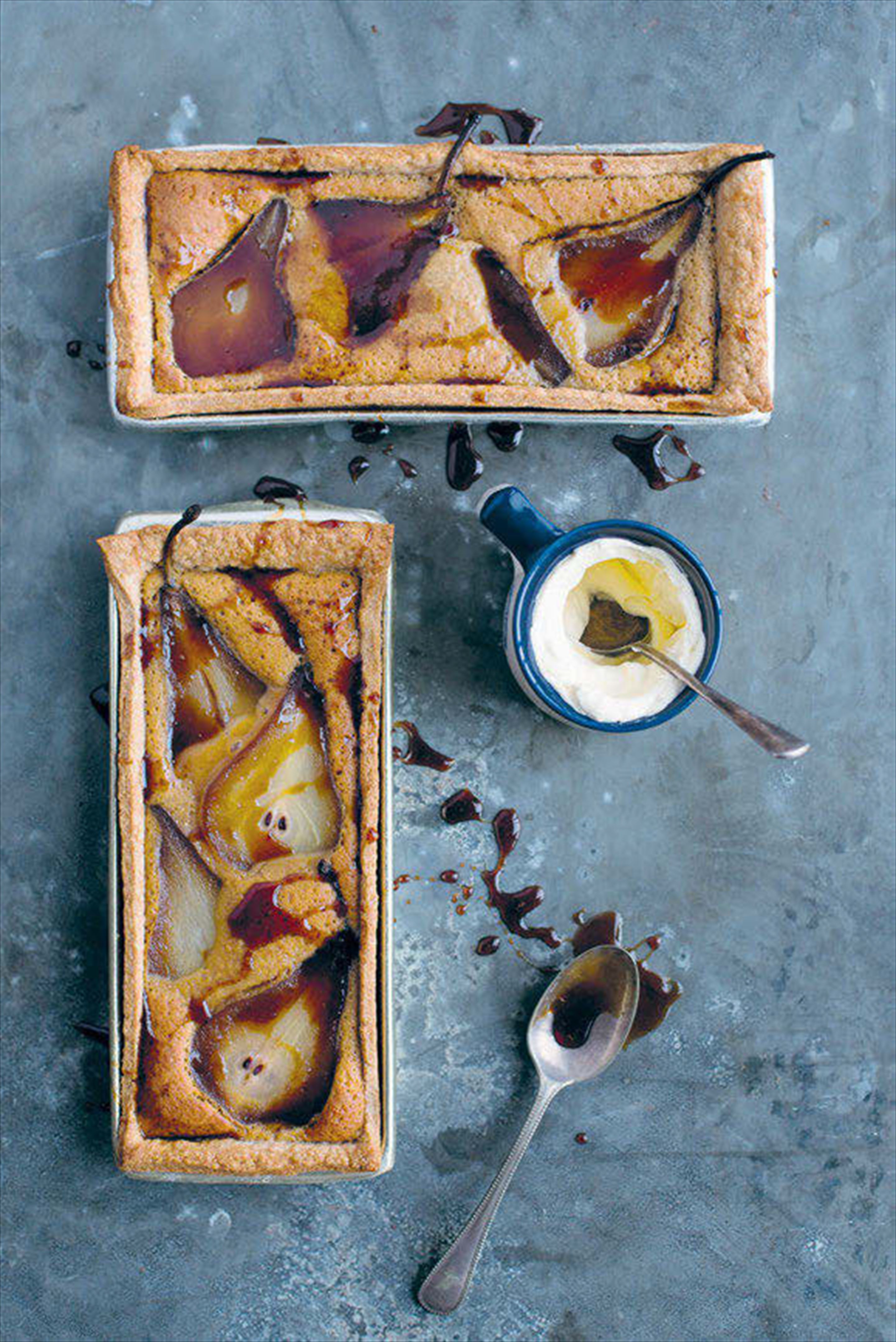 Pear, maple syrup and brown butter pies with cinnamon spelt crust