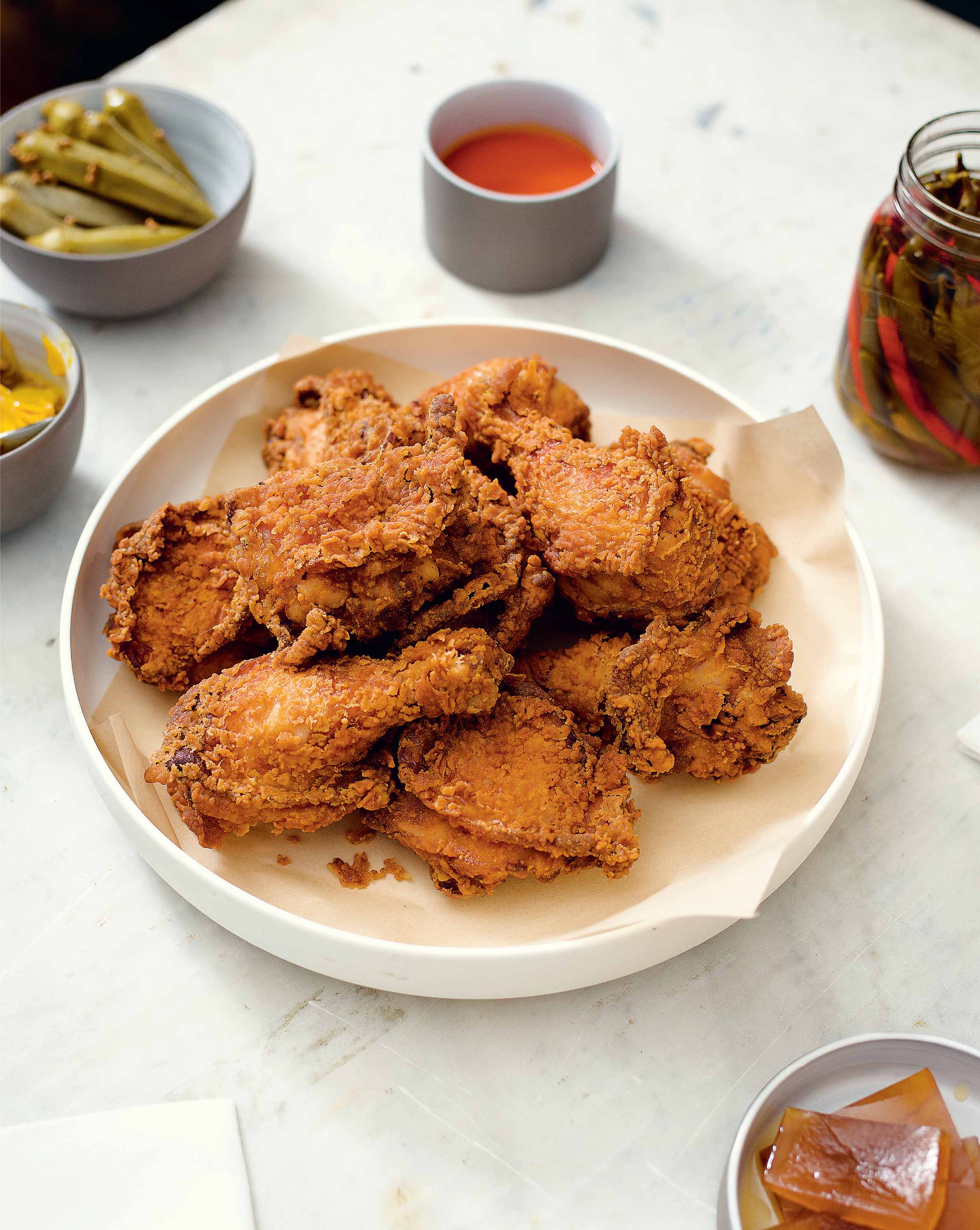 Southern fried chicken with green tomato gravy