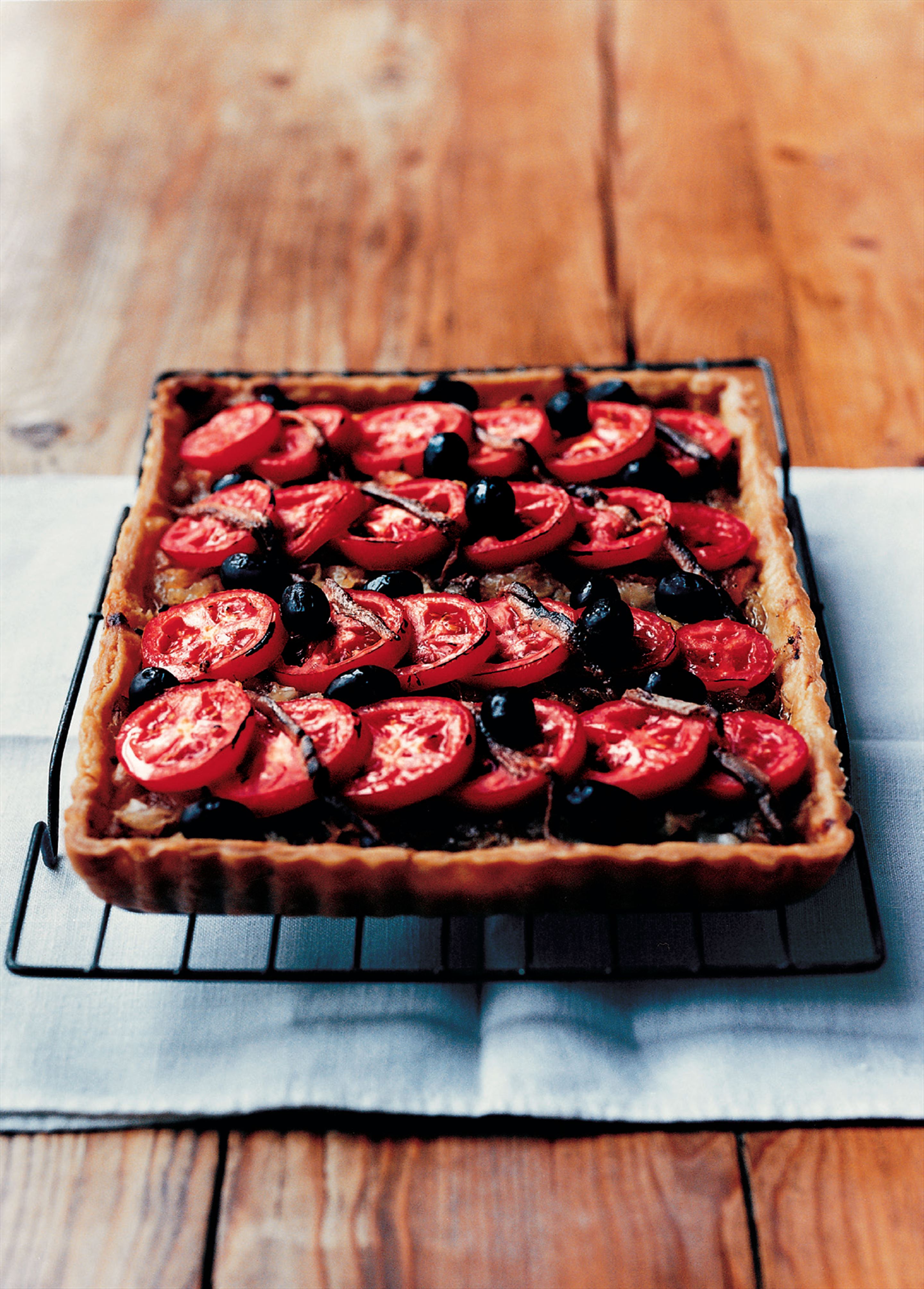 Onion and olive tart