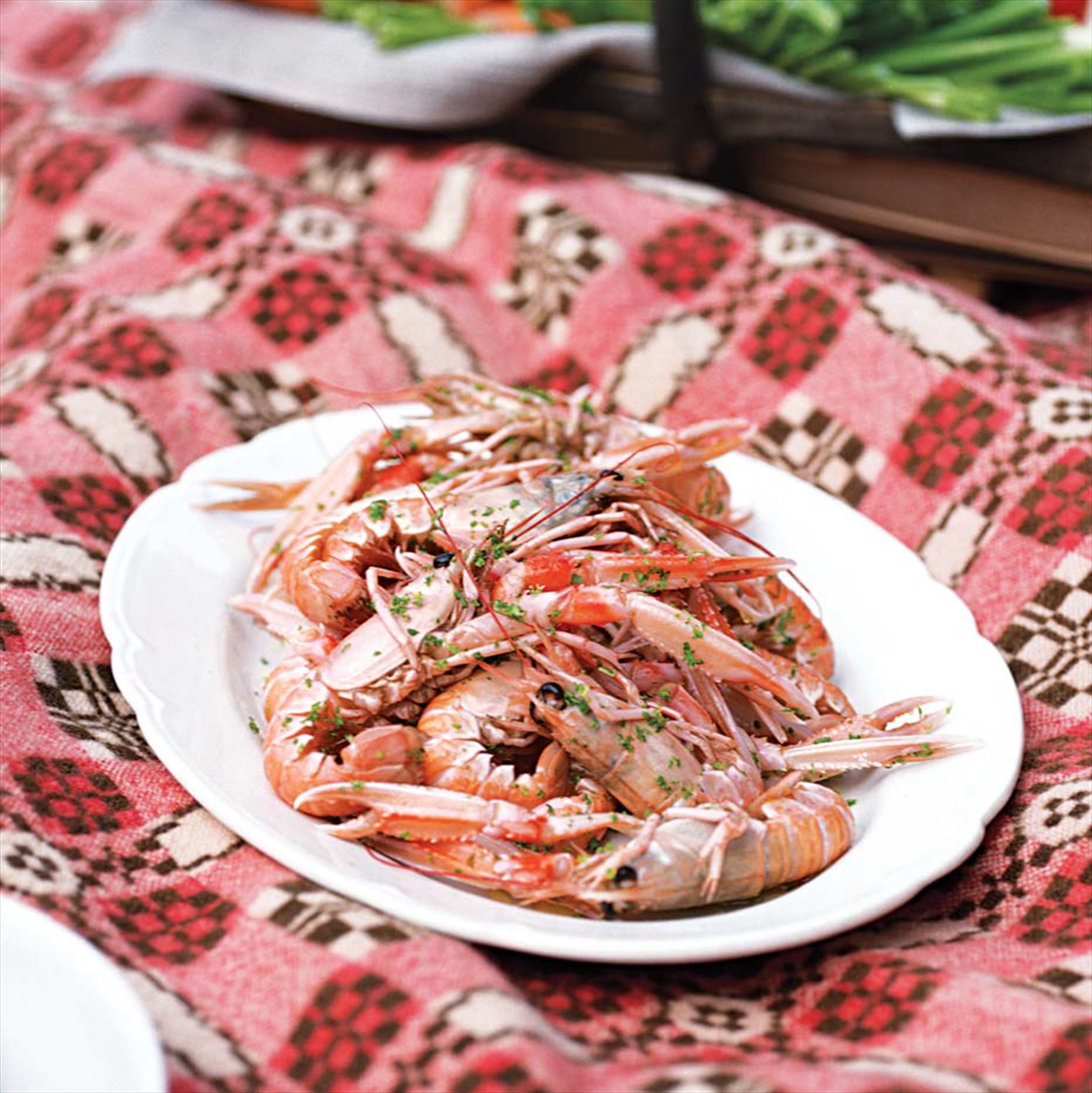 Poached langoustines with green goddess dressing