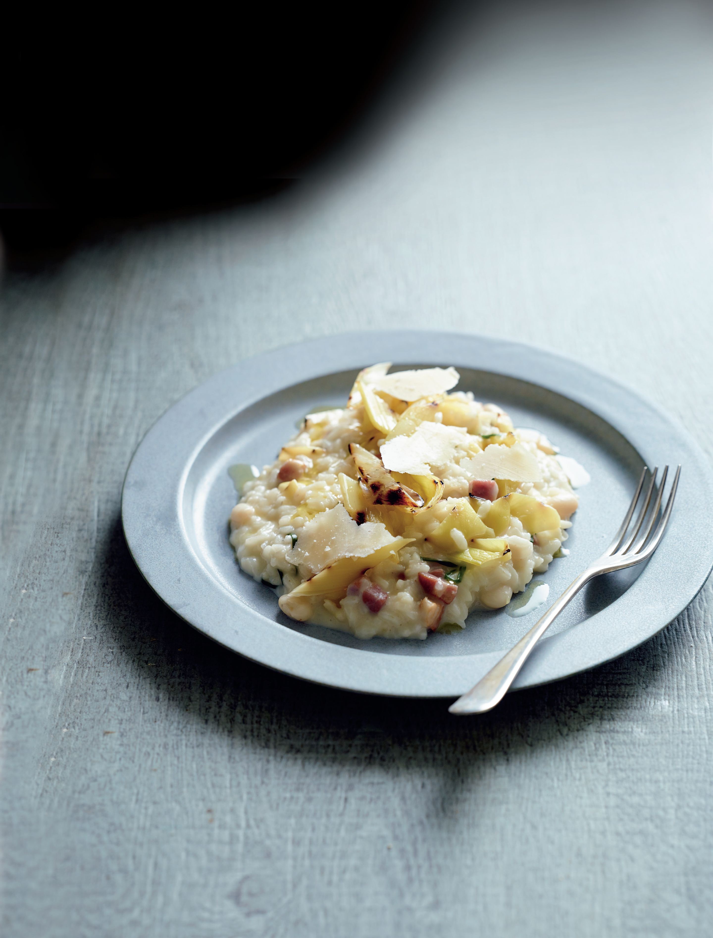 Risotto, cannellini beans, bacon, grilled leek, fontina