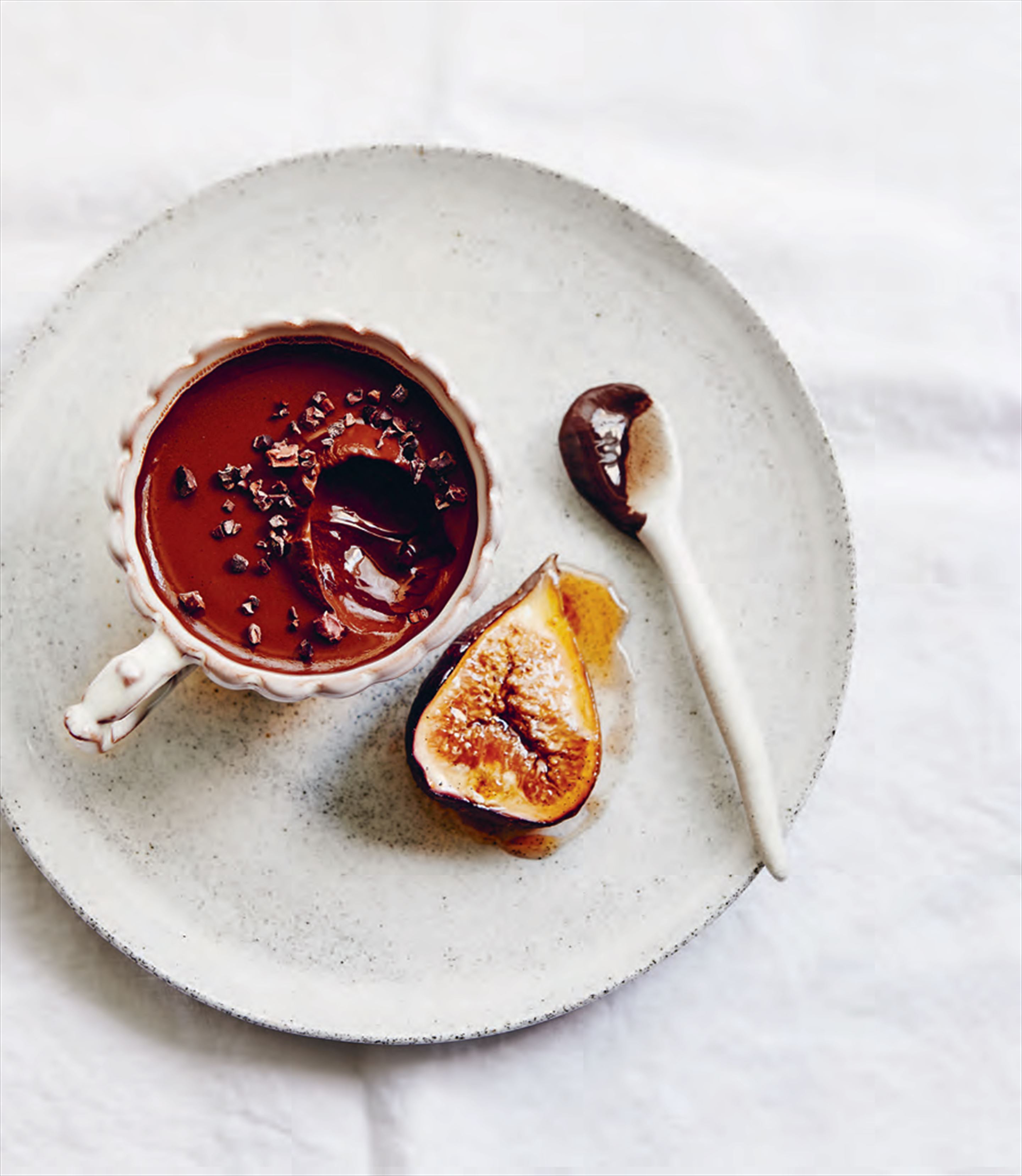 Mocha panna cotta with roasted figs