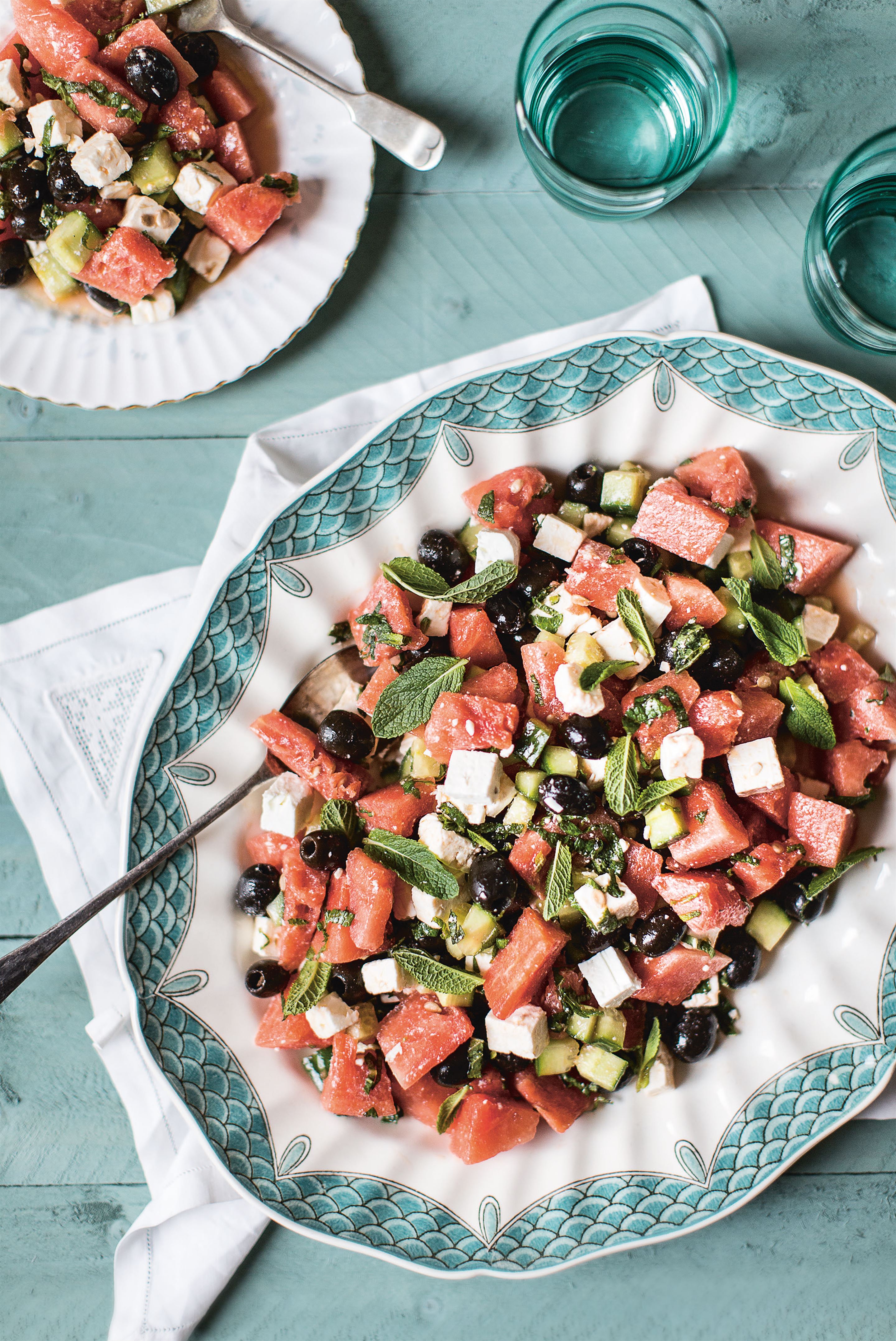 Watermelon, feta and mint salad