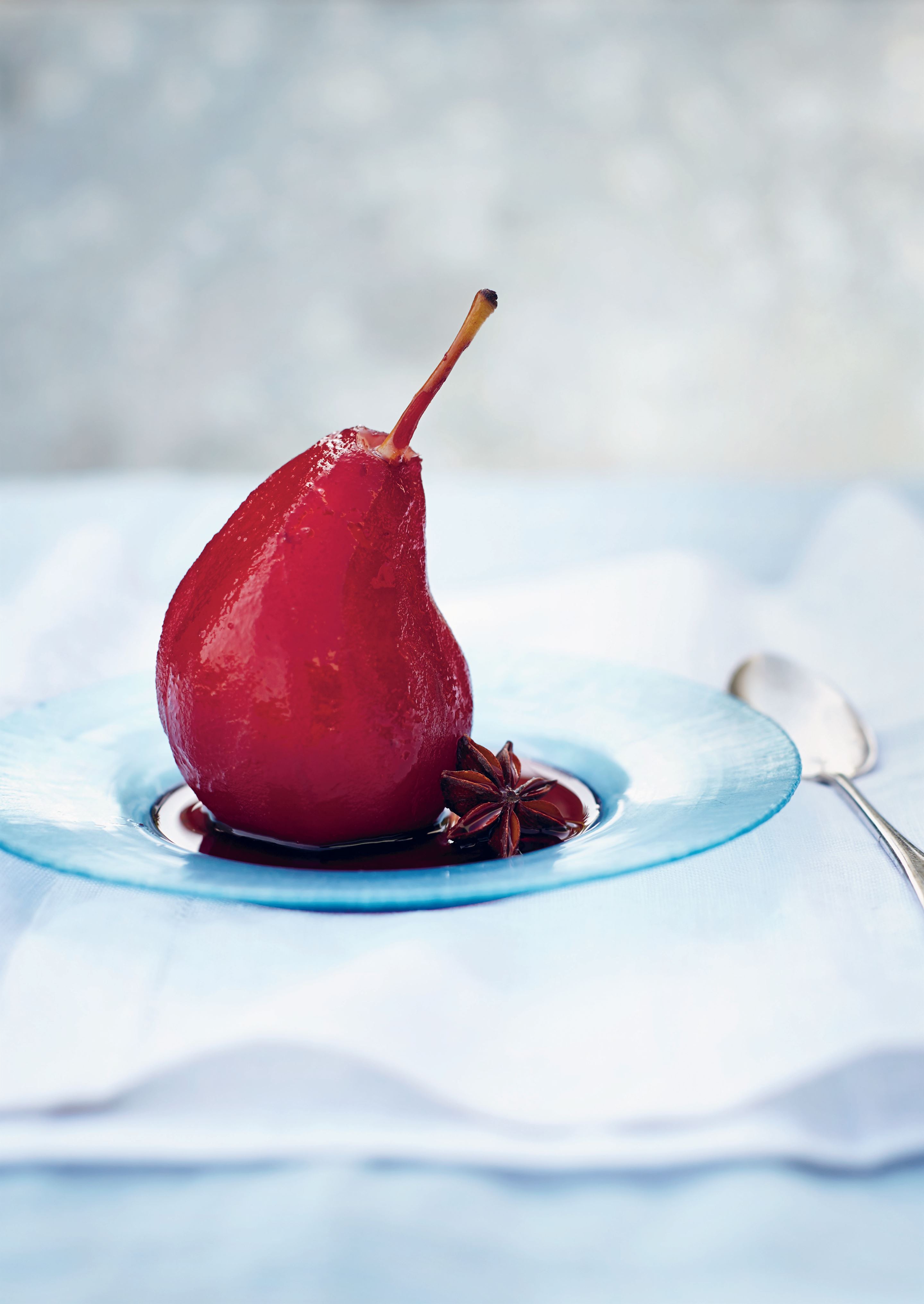 Hibiscus-poached pears