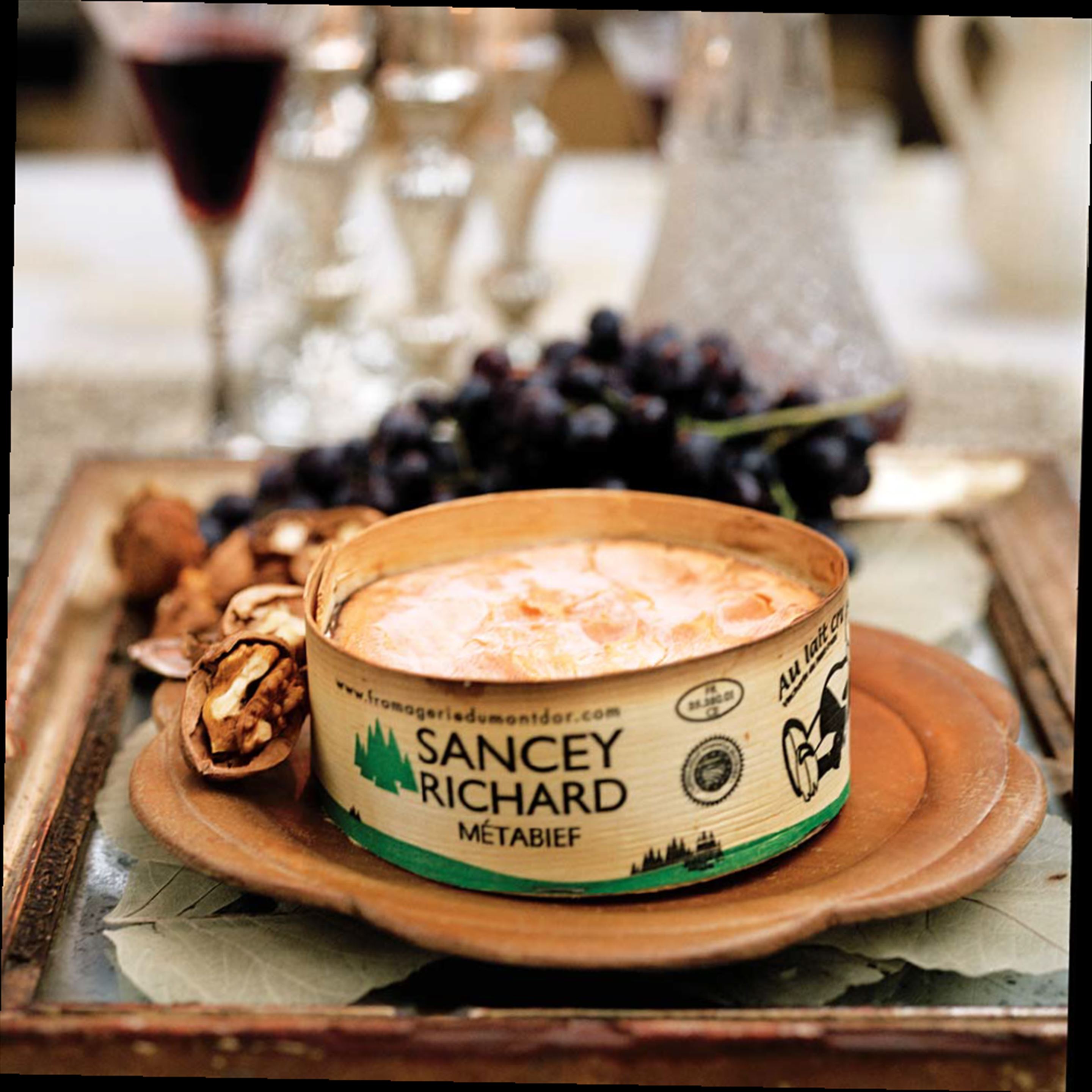 Vacherin with walnuts and muscat grapes