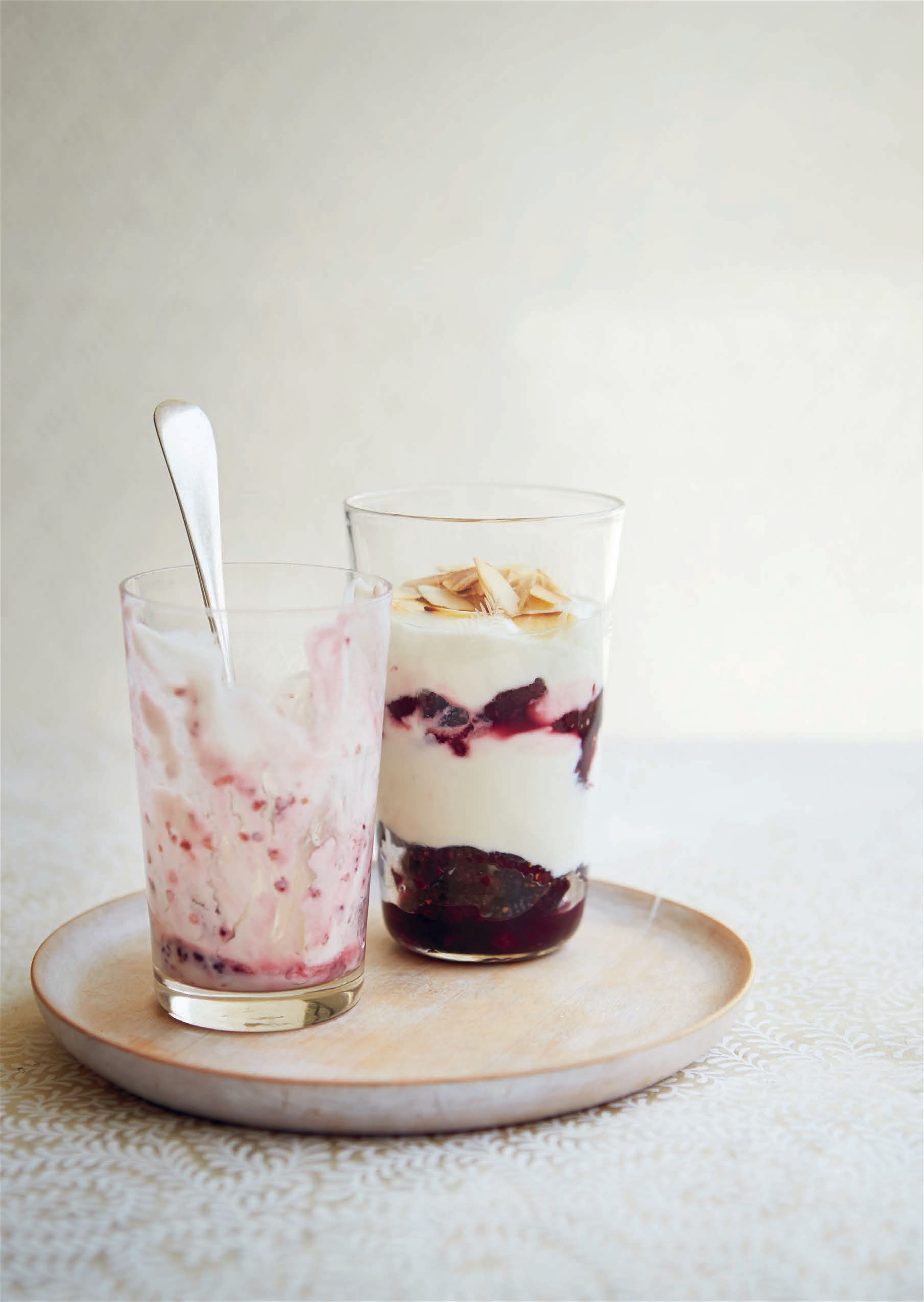 Mulberry and yogurt layers