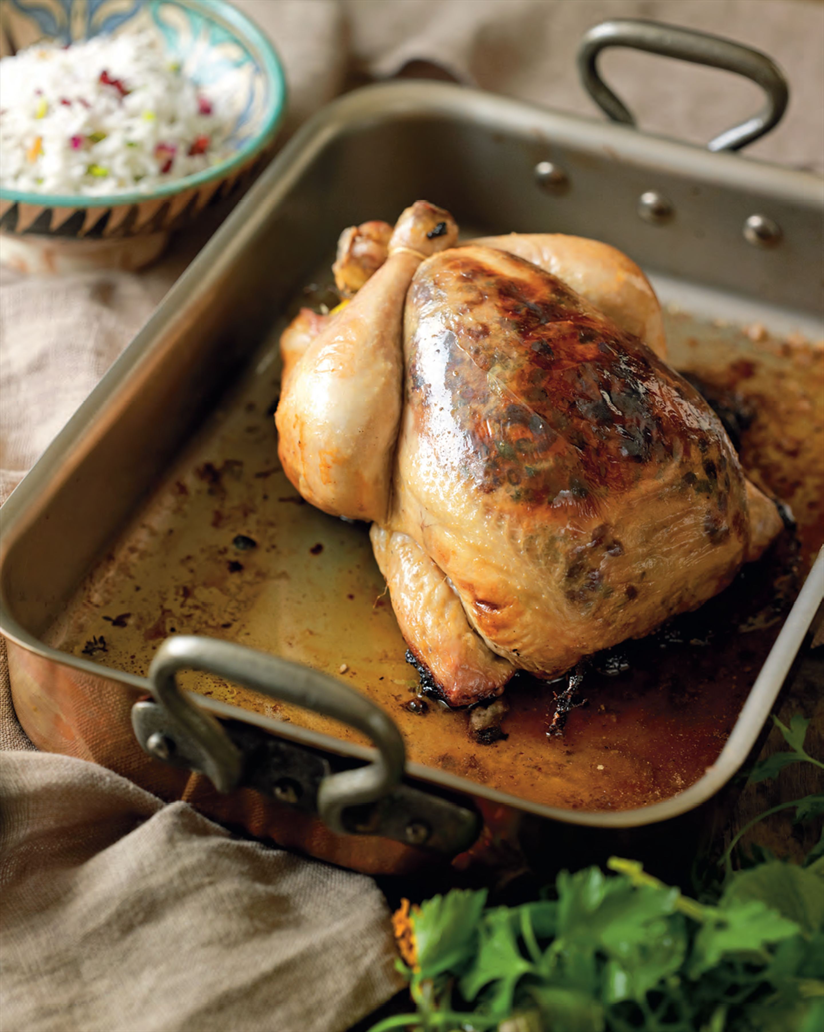 Chicken roasted with barberry butter