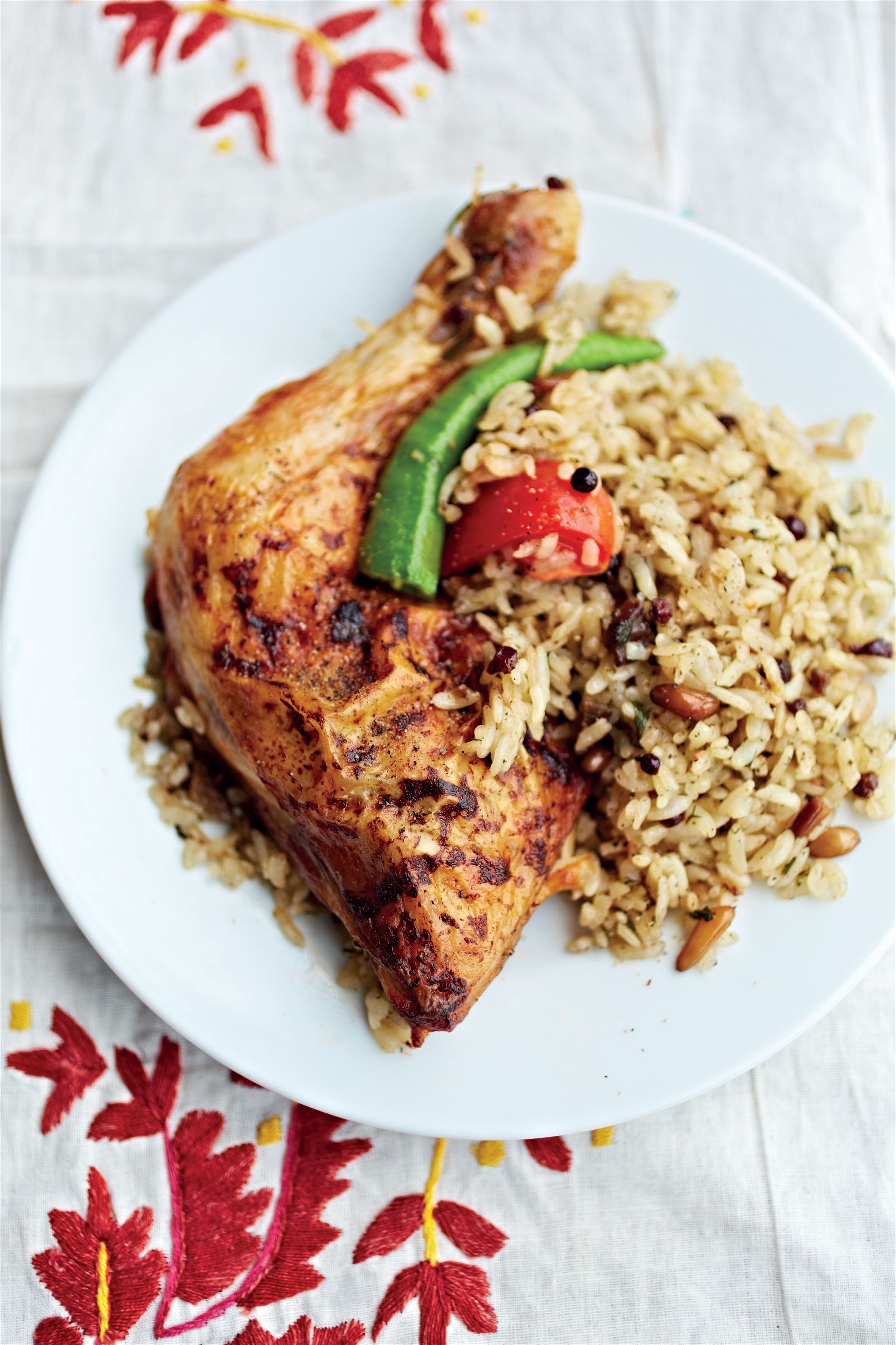 Roast chicken and pilaf