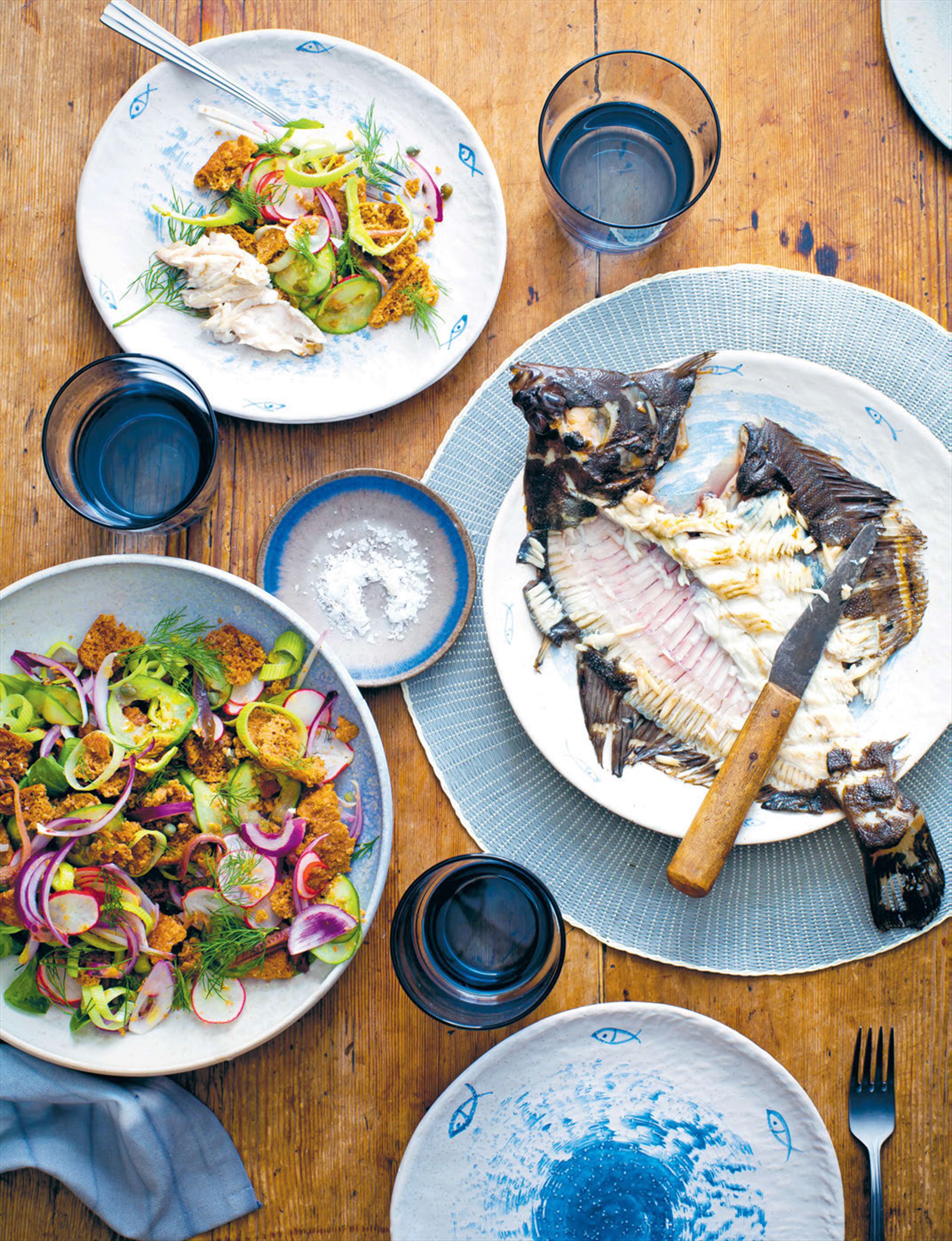 Flounder & Nordic bread salad