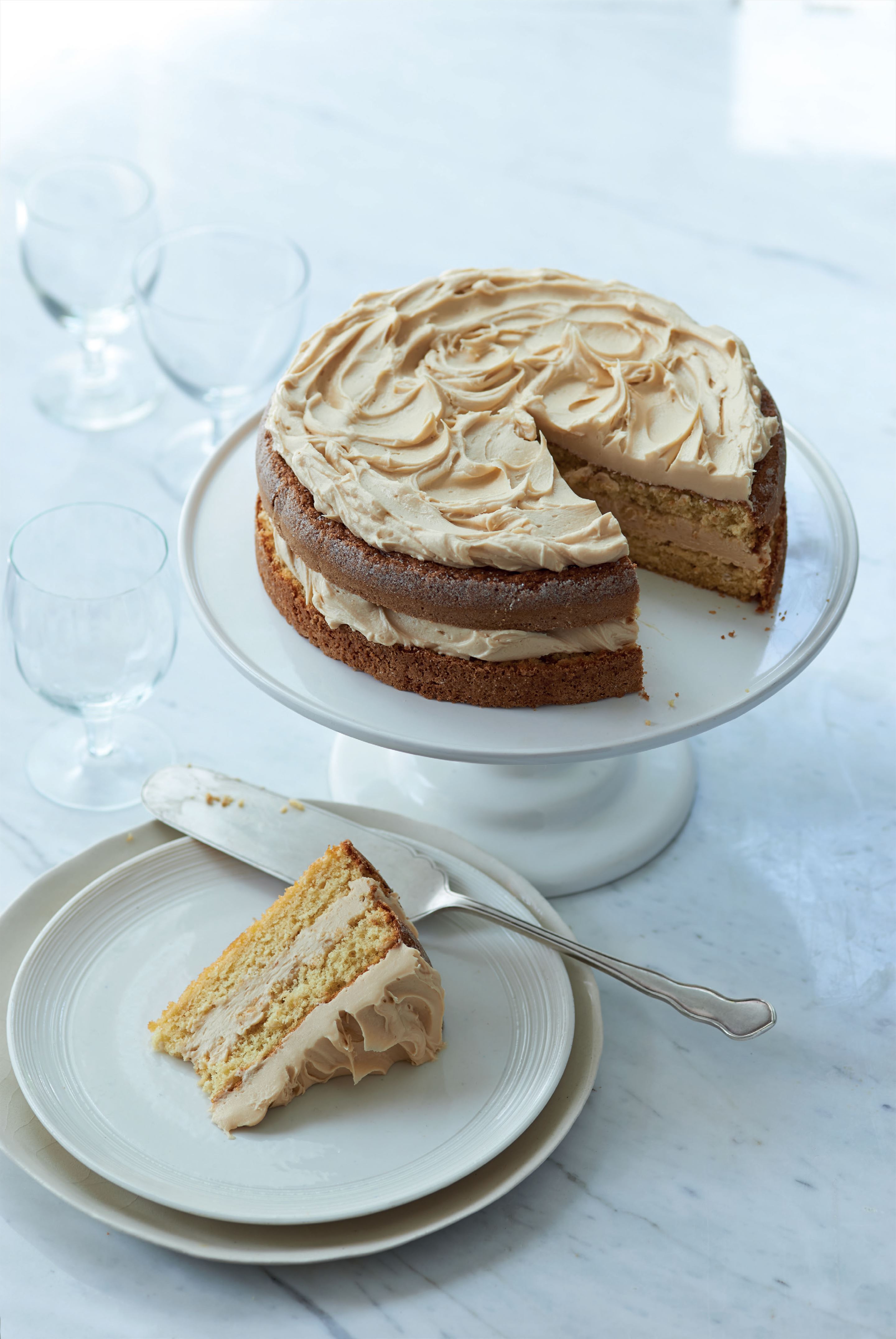 Caramel genoise with salted caramel frosting