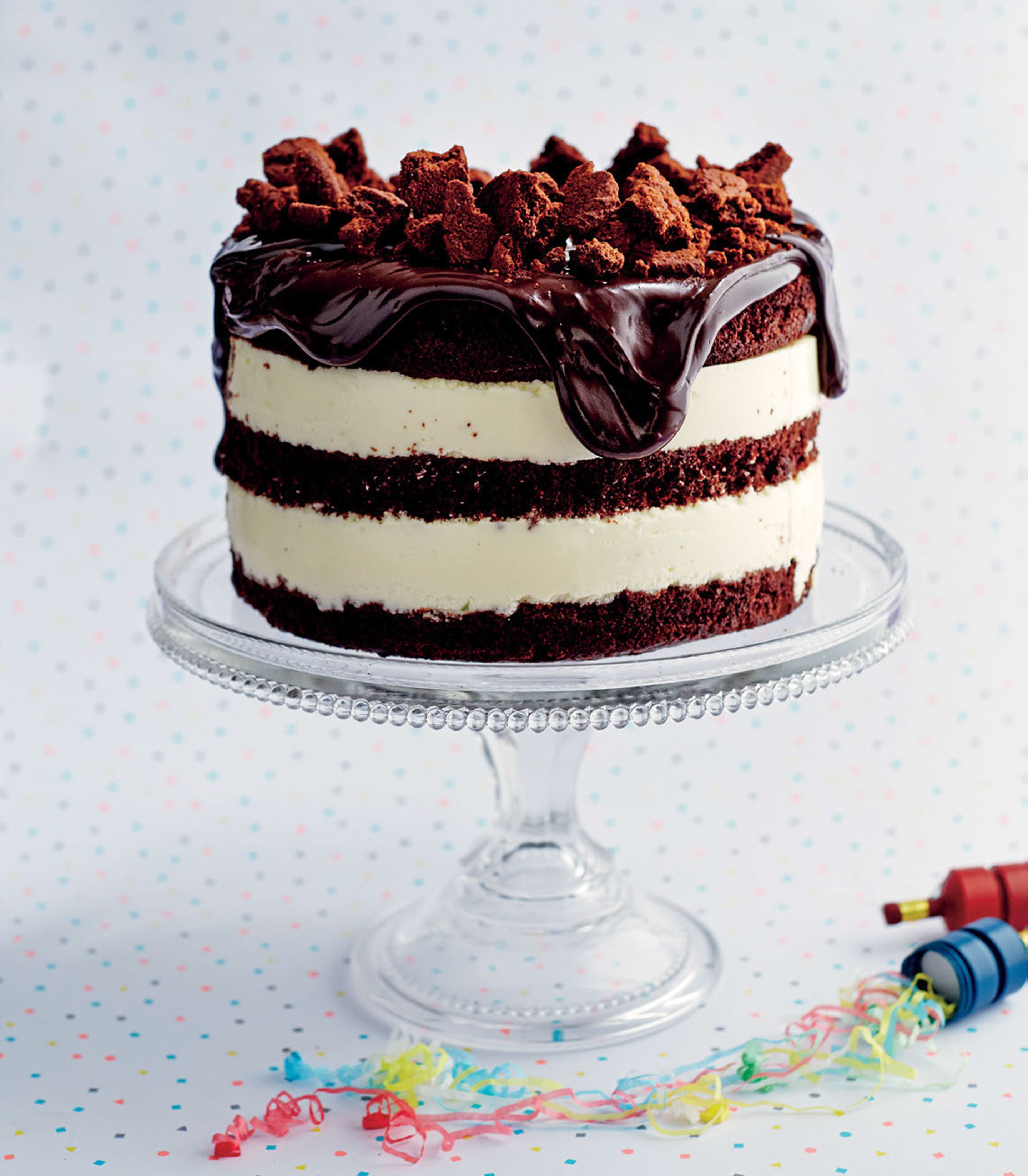Chocolate lime cheesecake layer cake
