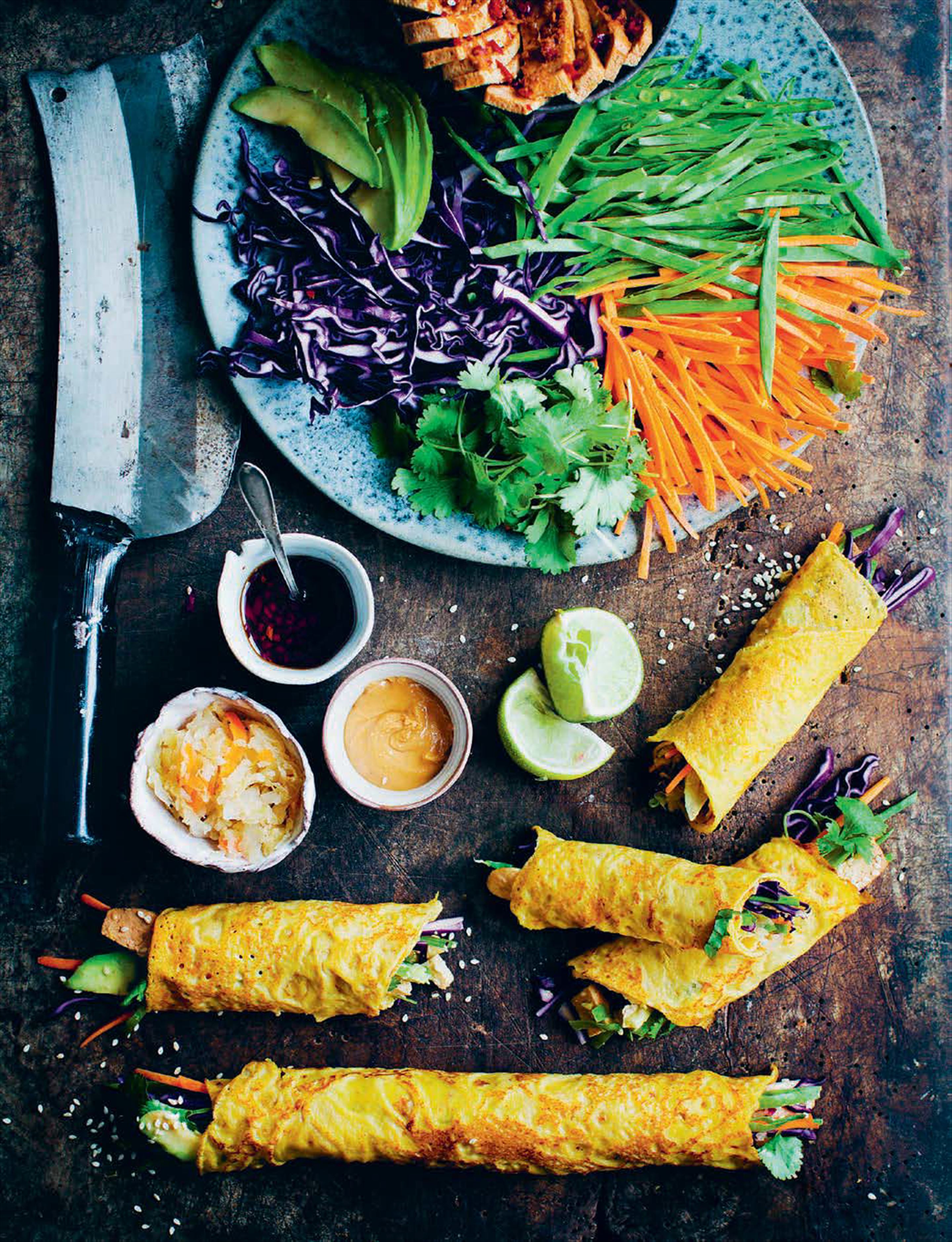 Korean carrot crepe rolls