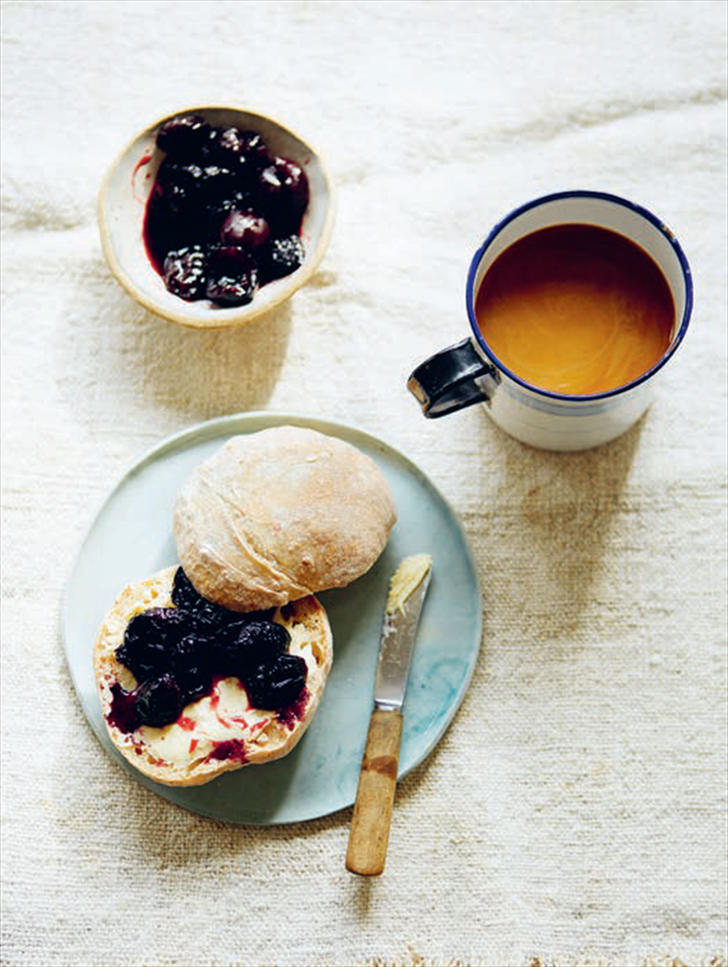 7a.m. breakfast rolls with sour cherry & vanilla jam