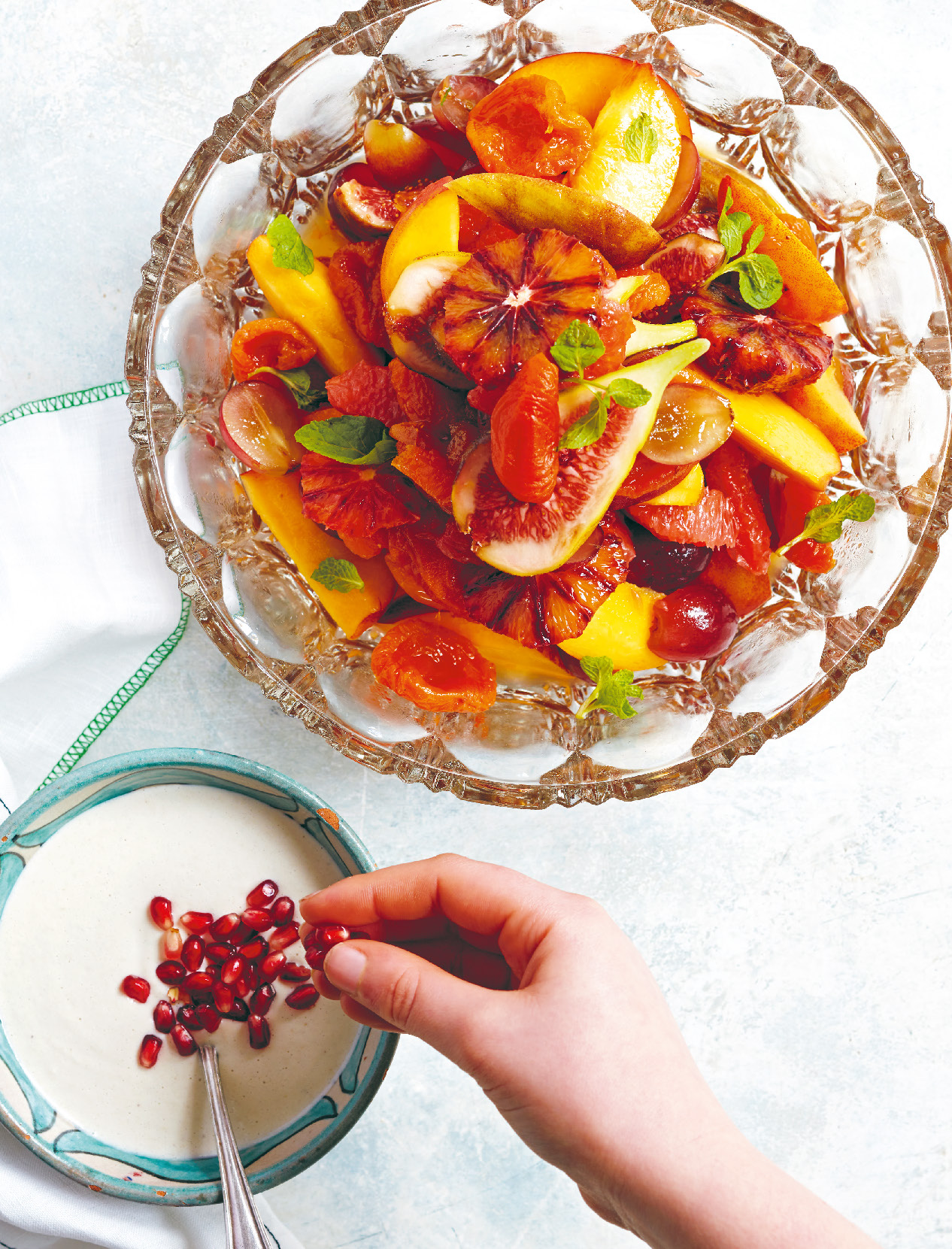 Middle Eastern fruit salad with cashew cream